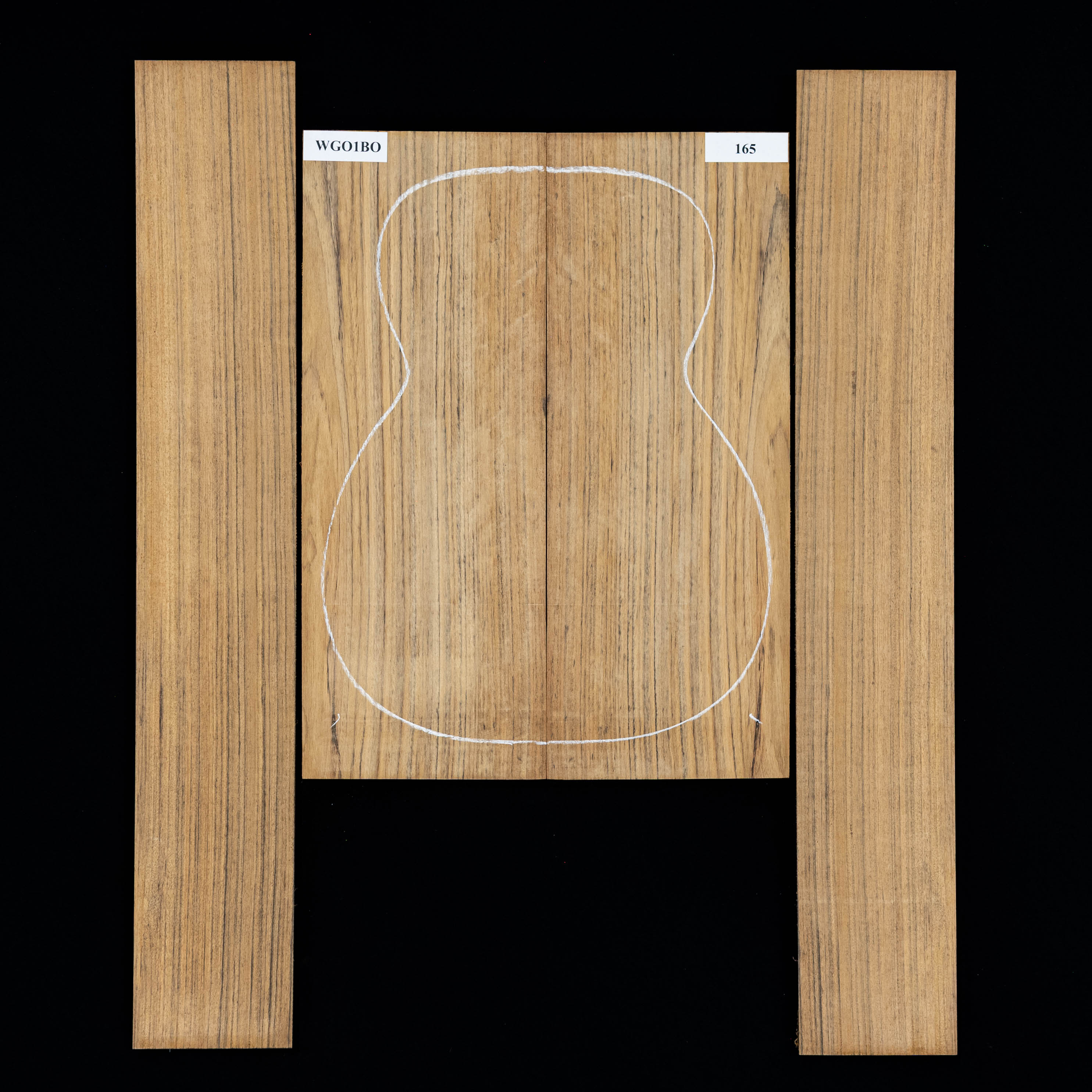 Fond + Paire d’éclisses en Ovangkol (Amazoué) - 165 Fond + Paire d’éclisses en Ovangkol (Amazoué) - 165