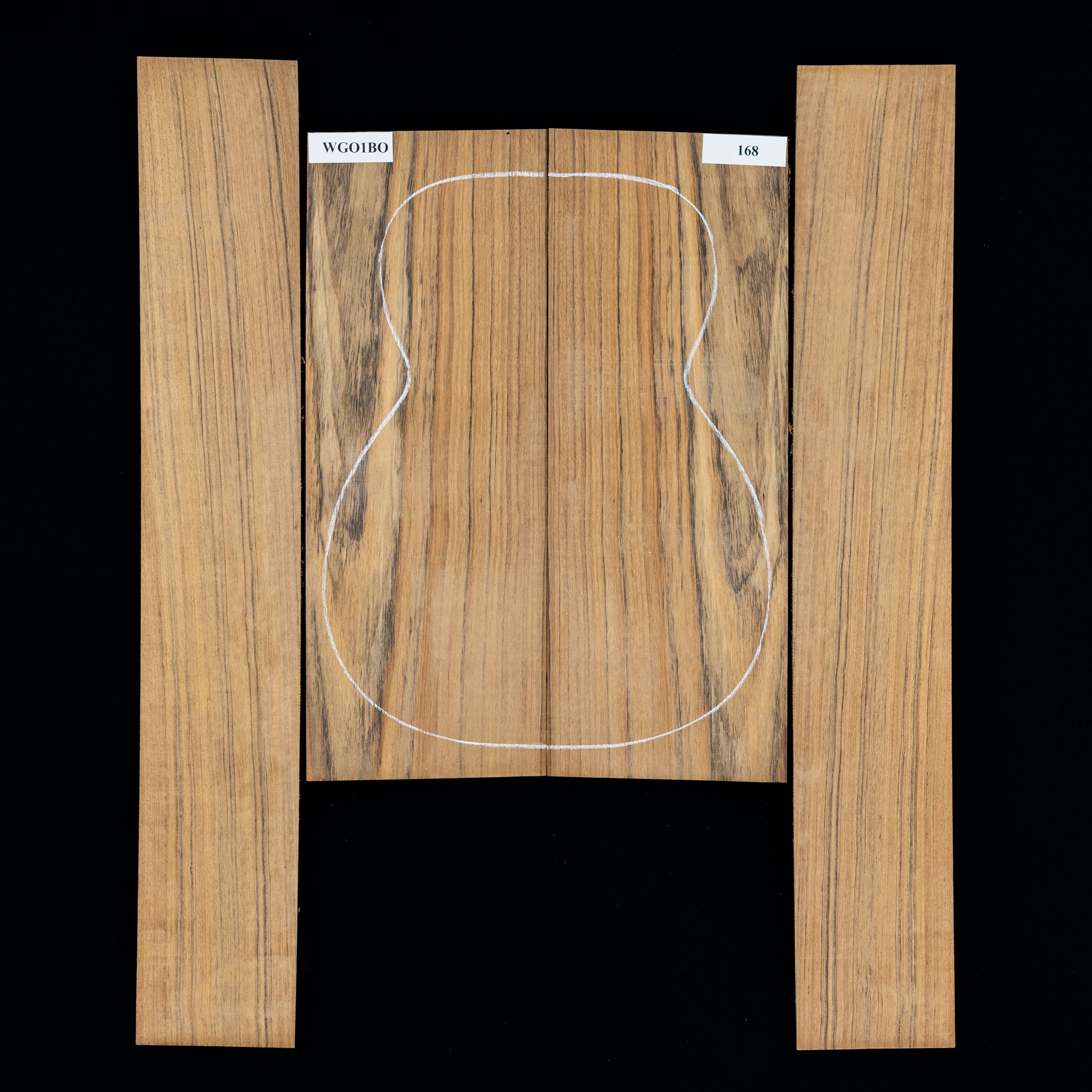 Fond + Paire d’éclisses en Ovangkol (Amazoué) - 168 Fond + Paire d’éclisses en Ovangkol (Amazoué) - 168