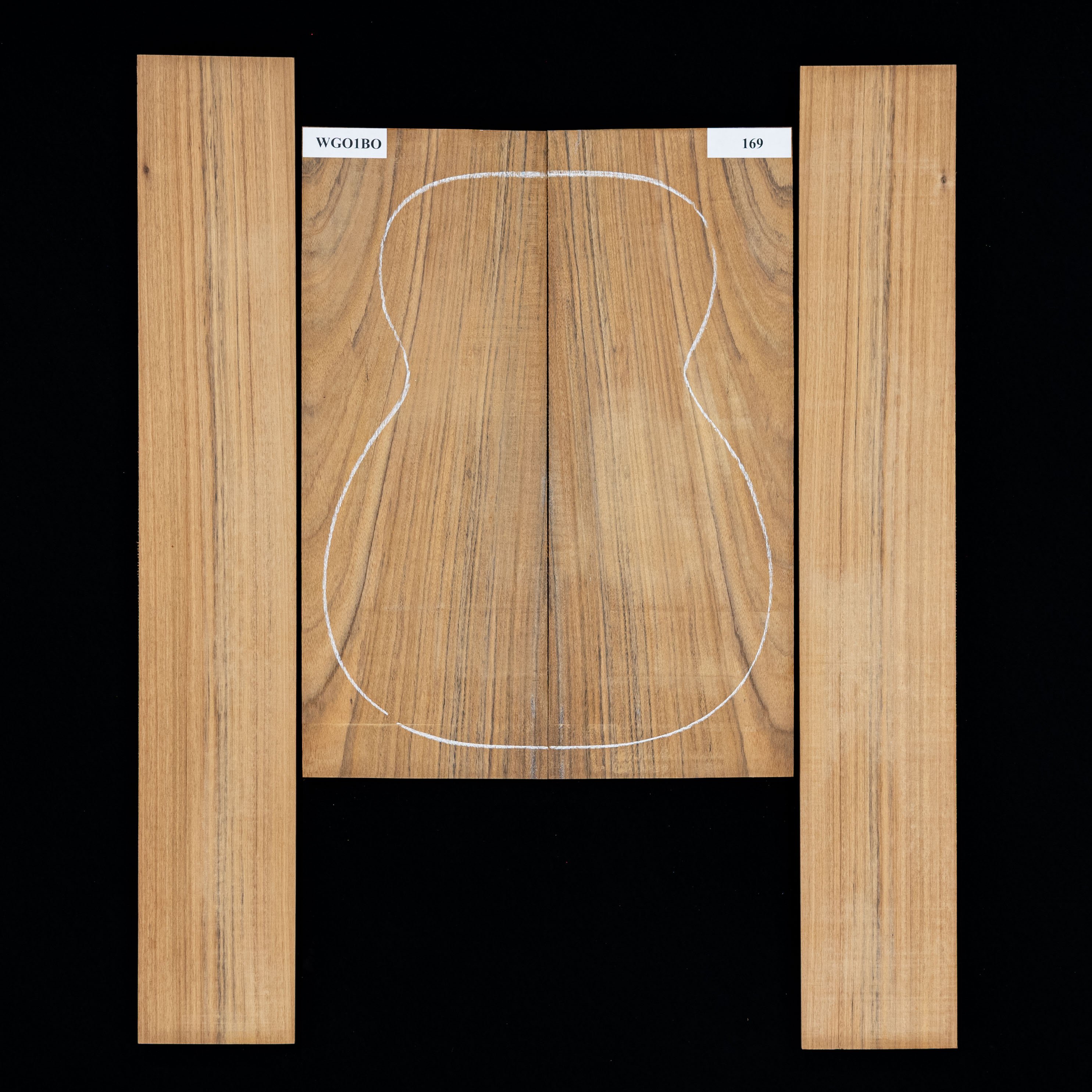 Fond + Paire d’éclisses en Ovangkol (Amazoué) - 169 Fond + Paire d’éclisses en Ovangkol (Amazoué) - 169