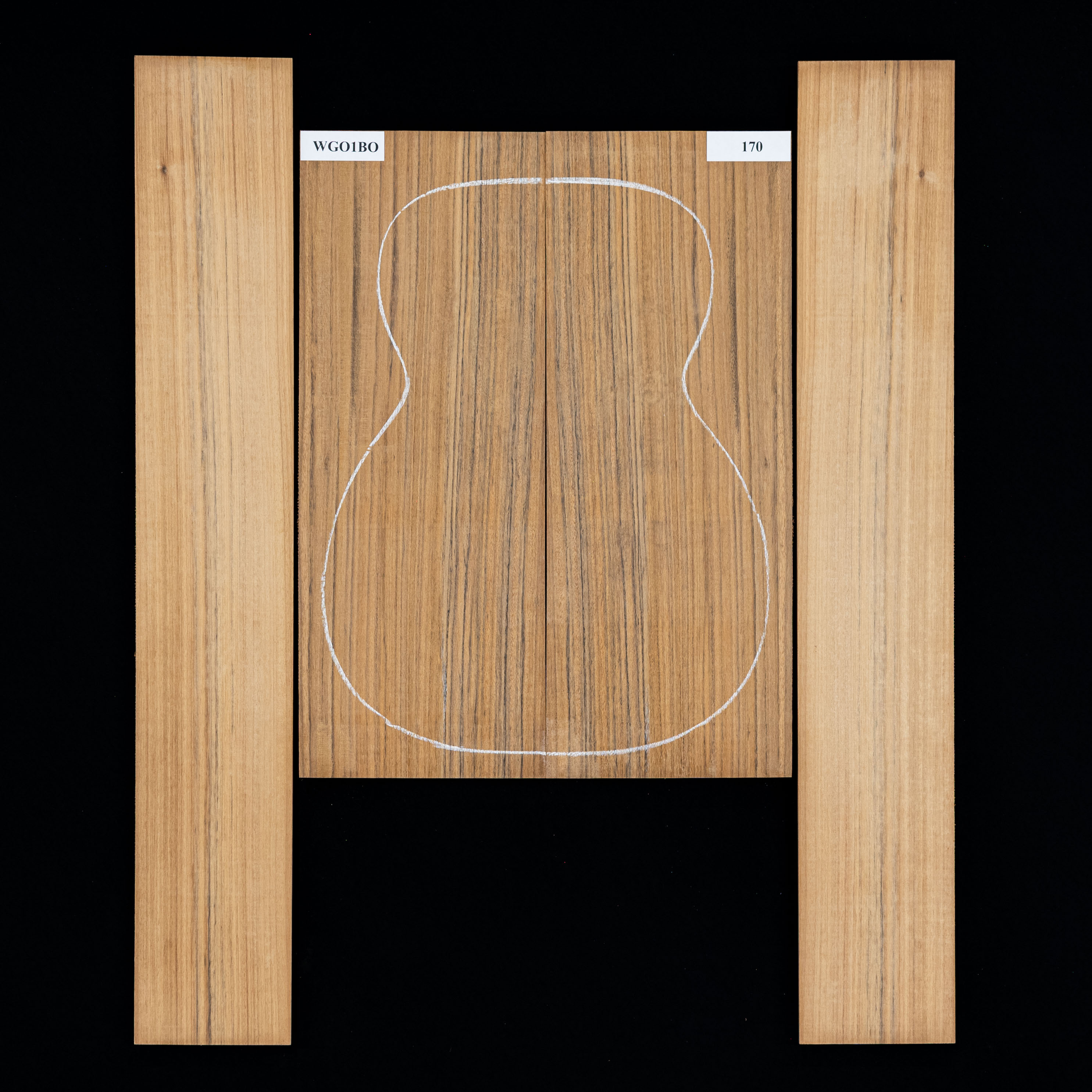 Fond + Paire d’éclisses en Ovangkol (Amazoué) - 170 Fond + Paire d’éclisses en Ovangkol (Amazoué) - 170