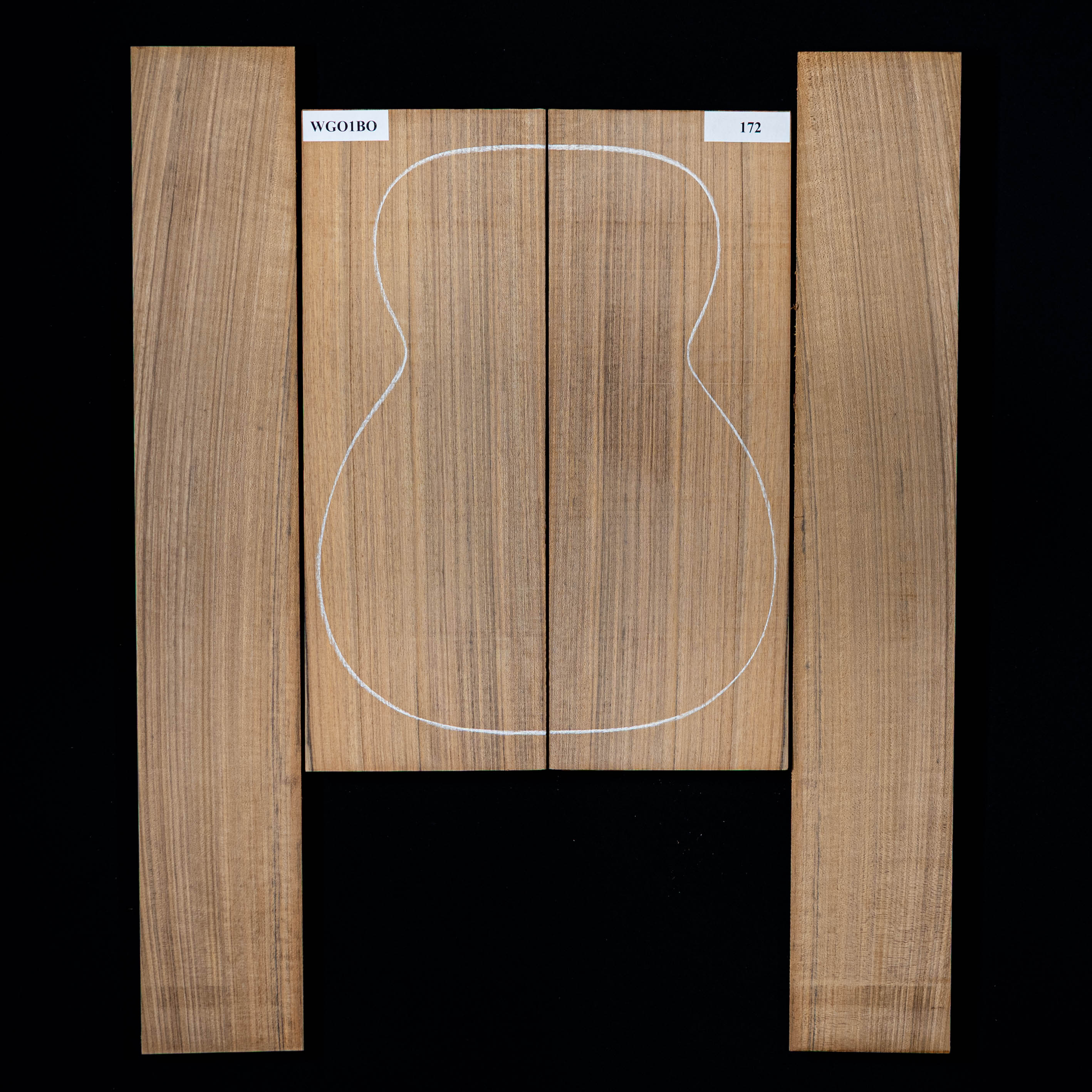 Fond + Paire d’éclisses en Ovangkol (Amazoué) - 172 Fond + Paire d’éclisses en Ovangkol (Amazoué) - 172