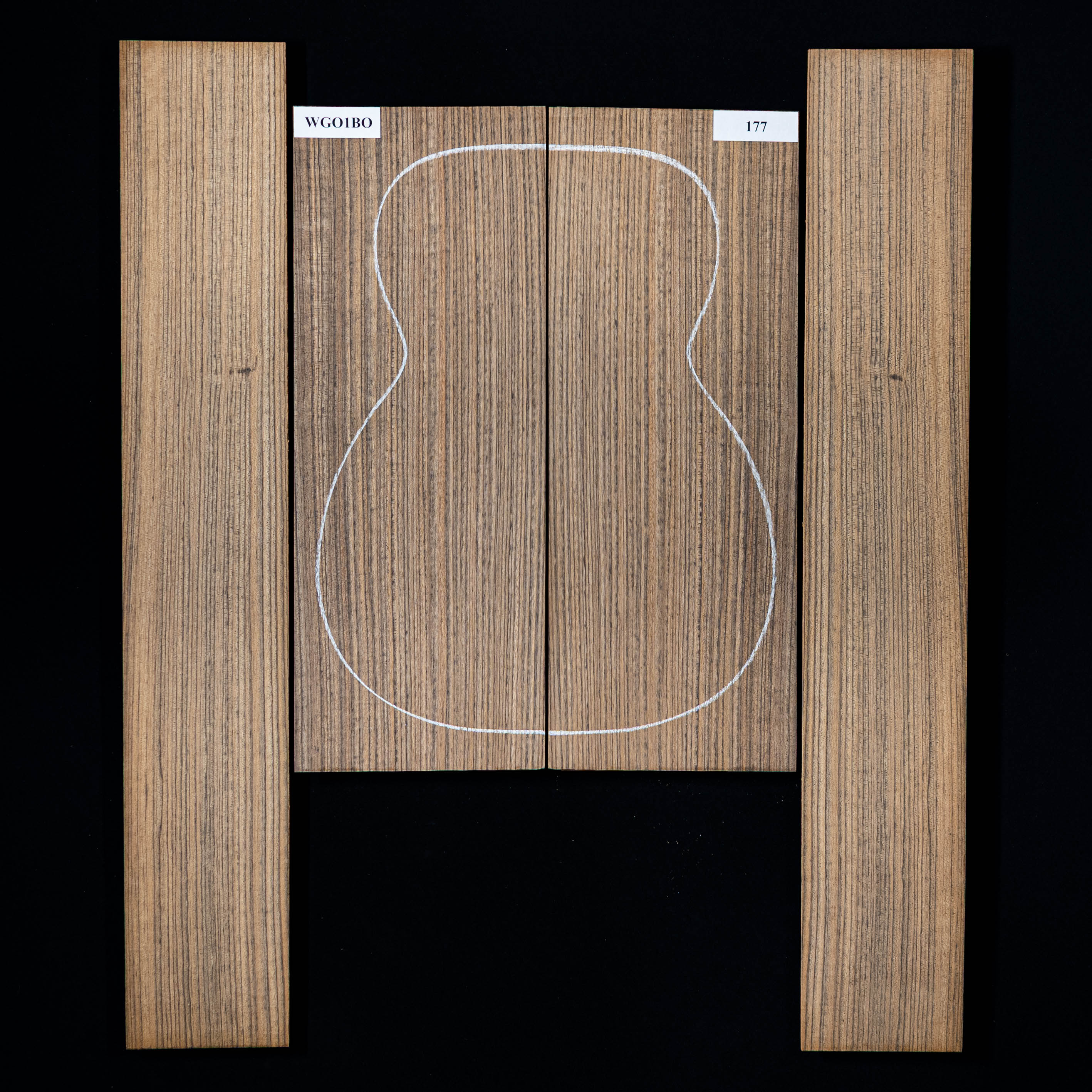 Fond + Paire d’éclisses en Ovangkol (Amazoué) - 177 Fond + Paire d’éclisses en Ovangkol (Amazoué) - 177