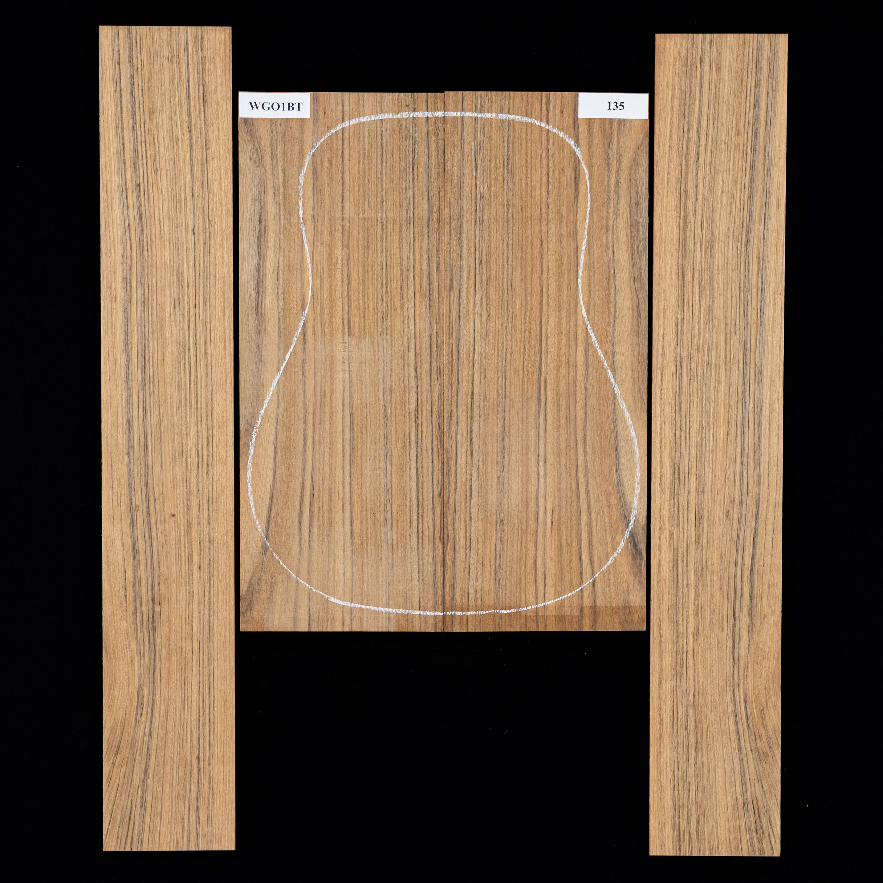 Fond + Paire d’éclisses en Ovangkol (Amazoué) - 135 Fond + Paire d’éclisses en Ovangkol (Amazoué) - 135