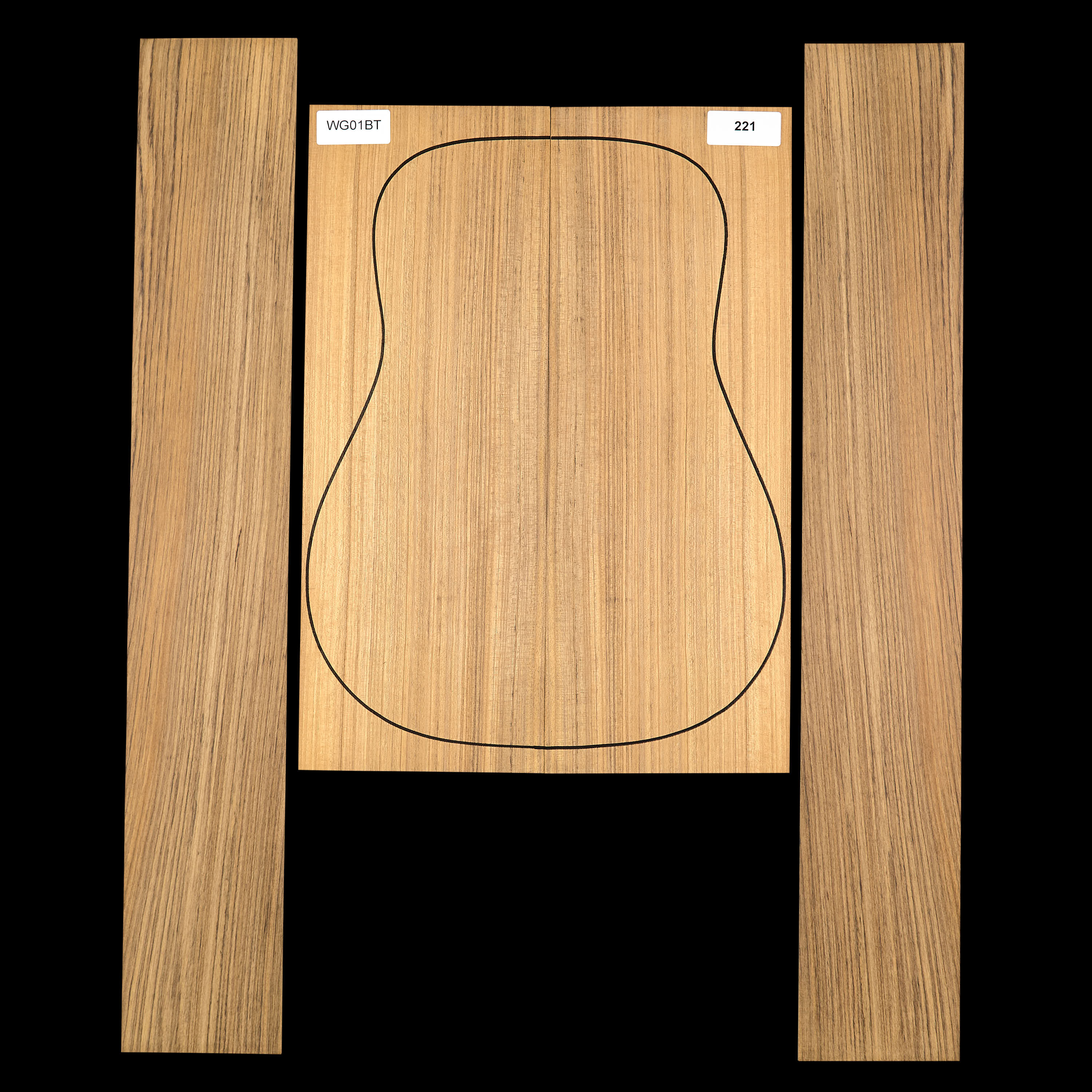 Fond + Paire d’éclisses en Ovangkol (Amazoué) - 221 Fond + Paire d’éclisses en Ovangkol (Amazoué) - 221