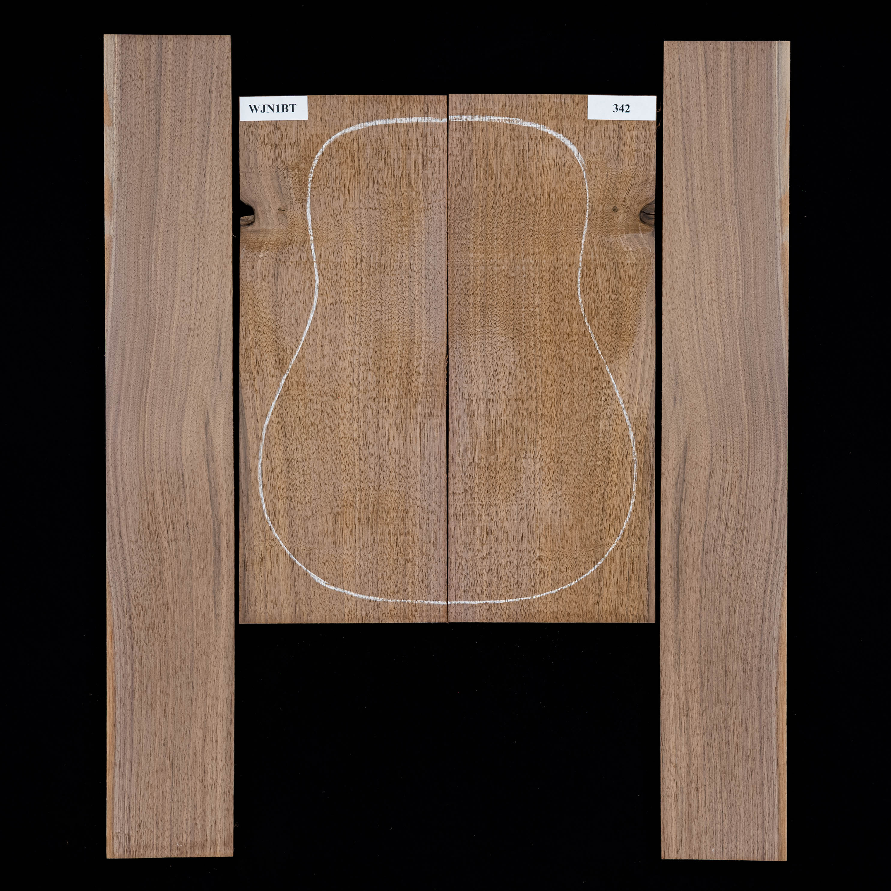 Fond + Paire d’éclisses en noyer noir - 342 Fond + Paire d’éclisses en noyer noir - 342