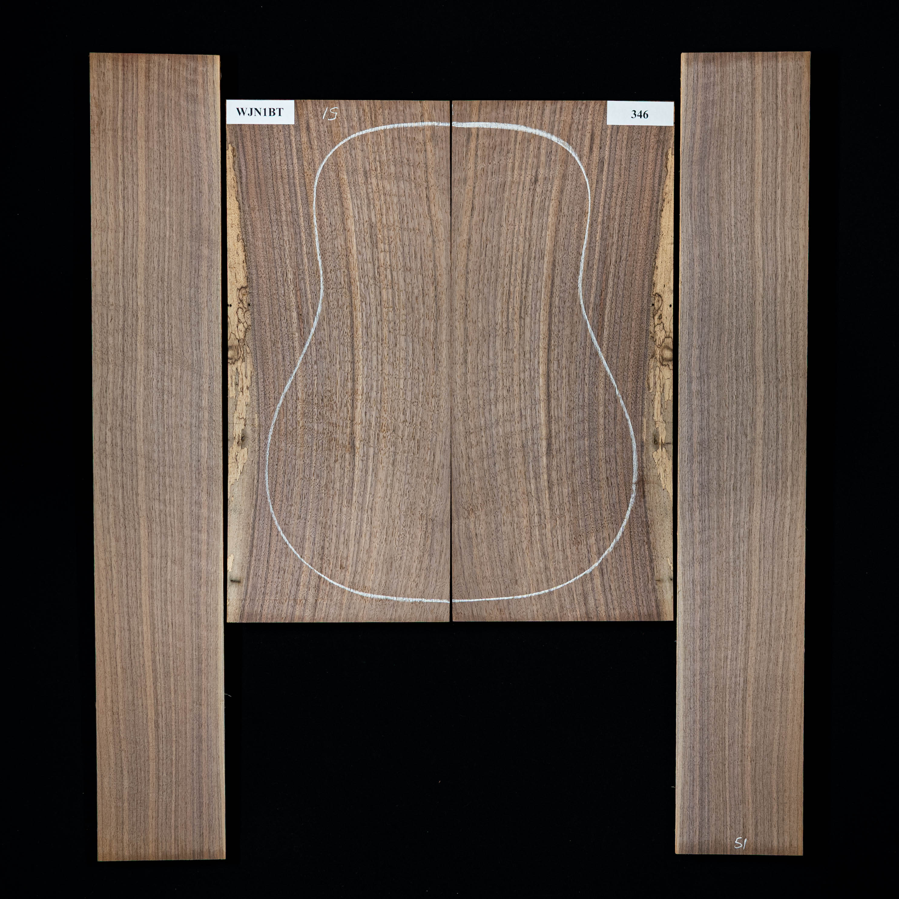 Fond + Paire d’éclisses en noyer noir - 346 Fond + Paire d’éclisses en noyer noir - 346