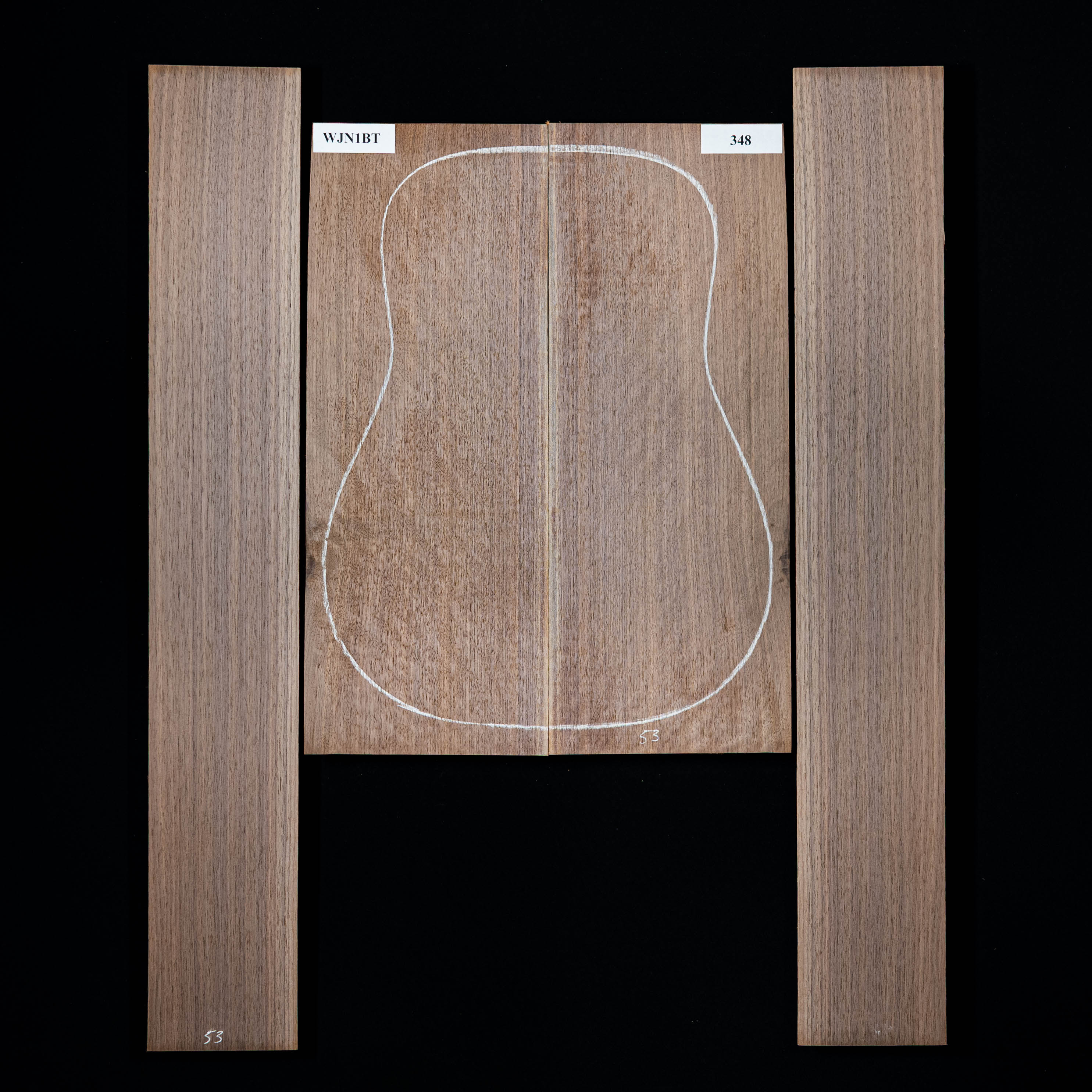 Fond + Paire d’éclisses en noyer noir - 348 Fond + Paire d’éclisses en noyer noir - 348