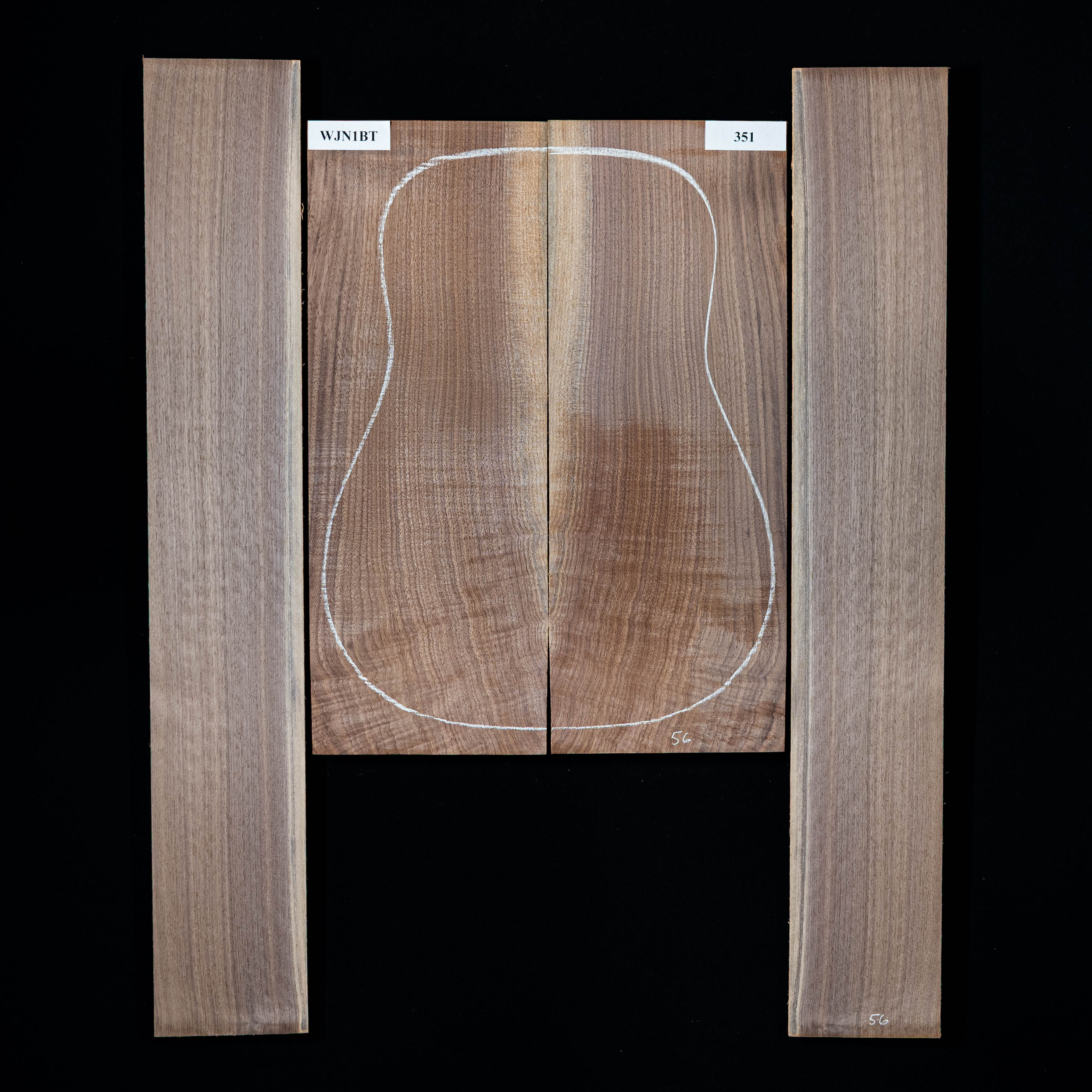 Fond + Paire d’éclisses en noyer noir - 351 Fond + Paire d’éclisses en noyer noir - 351