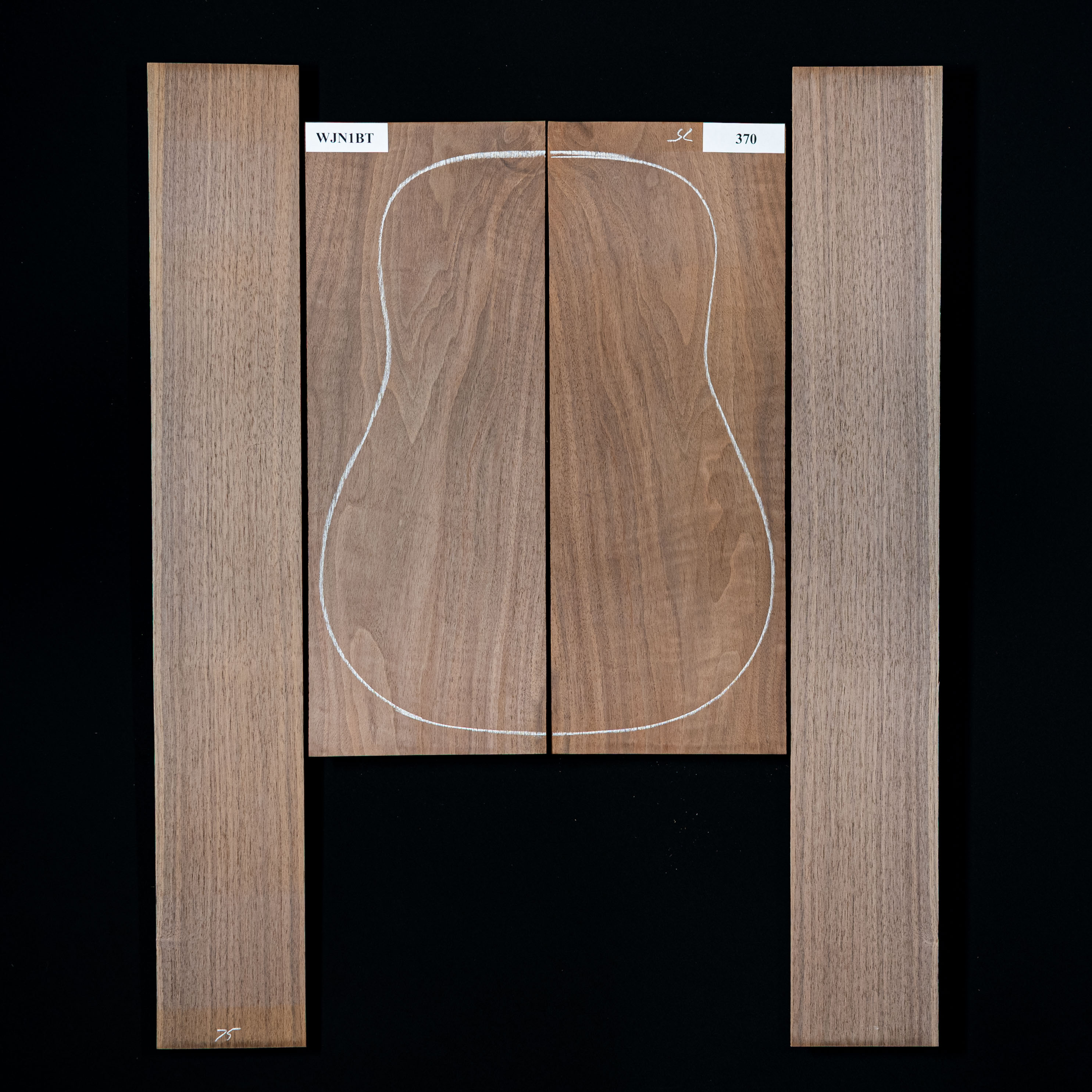 Fond + Paire d’éclisses en noyer noir - 370 Fond + Paire d’éclisses en noyer noir - 370