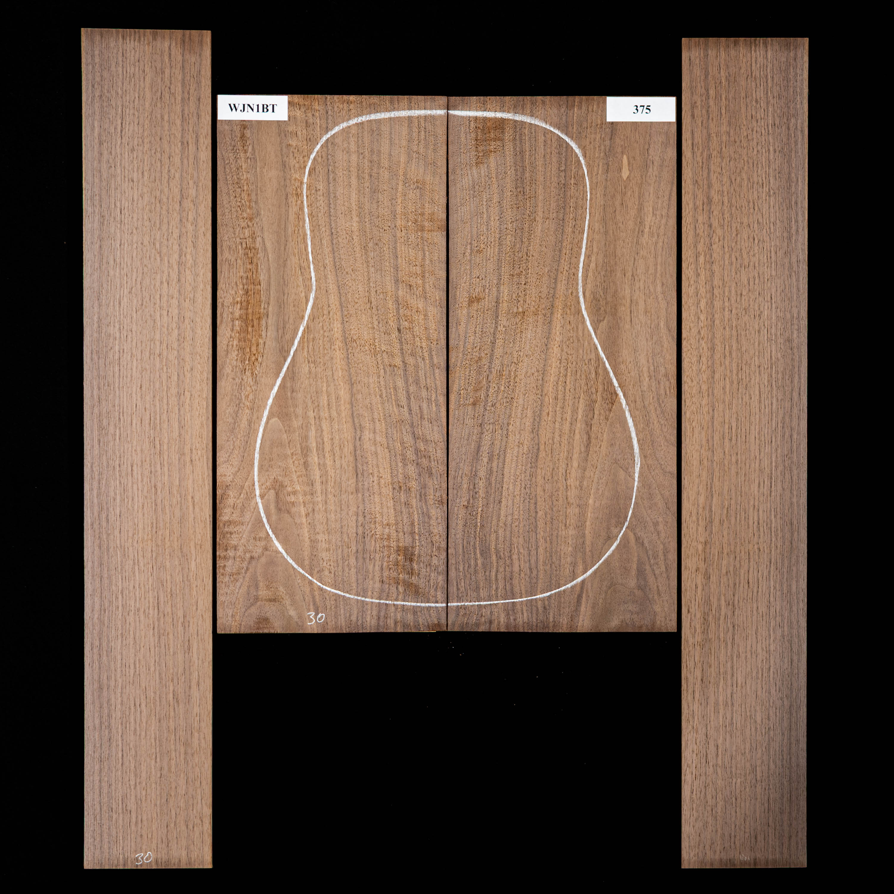 Fond + Paire d’éclisses en noyer noir - 375 Fond + Paire d’éclisses en noyer noir - 375