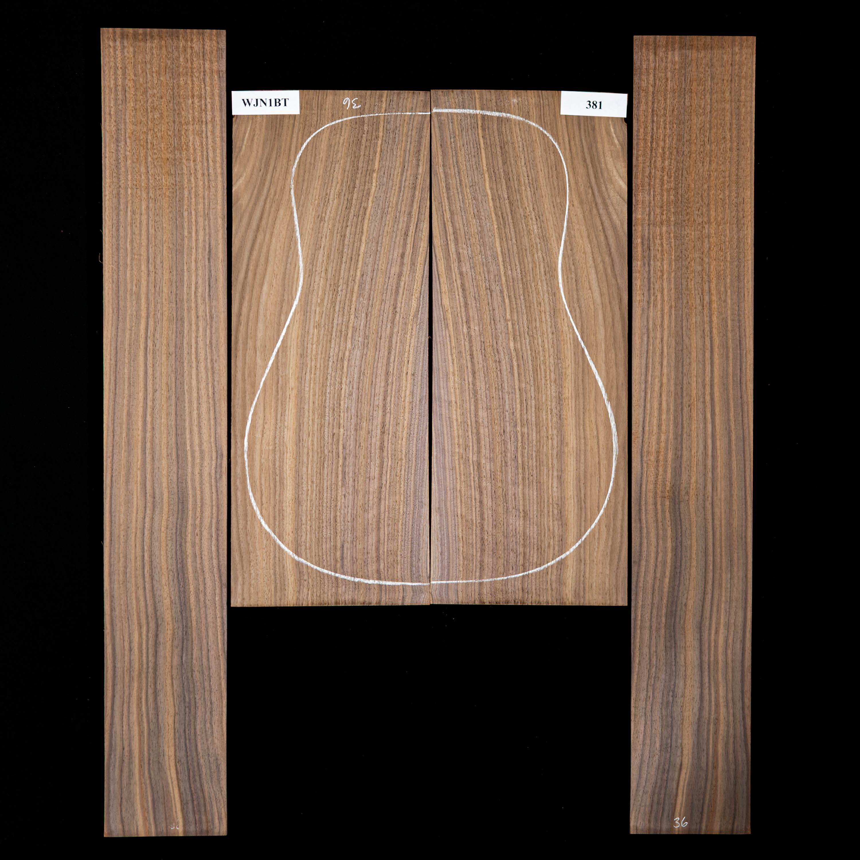 Fond + Paire d’éclisses en noyer noir - 381 Fond + Paire d’éclisses en noyer noir - 381