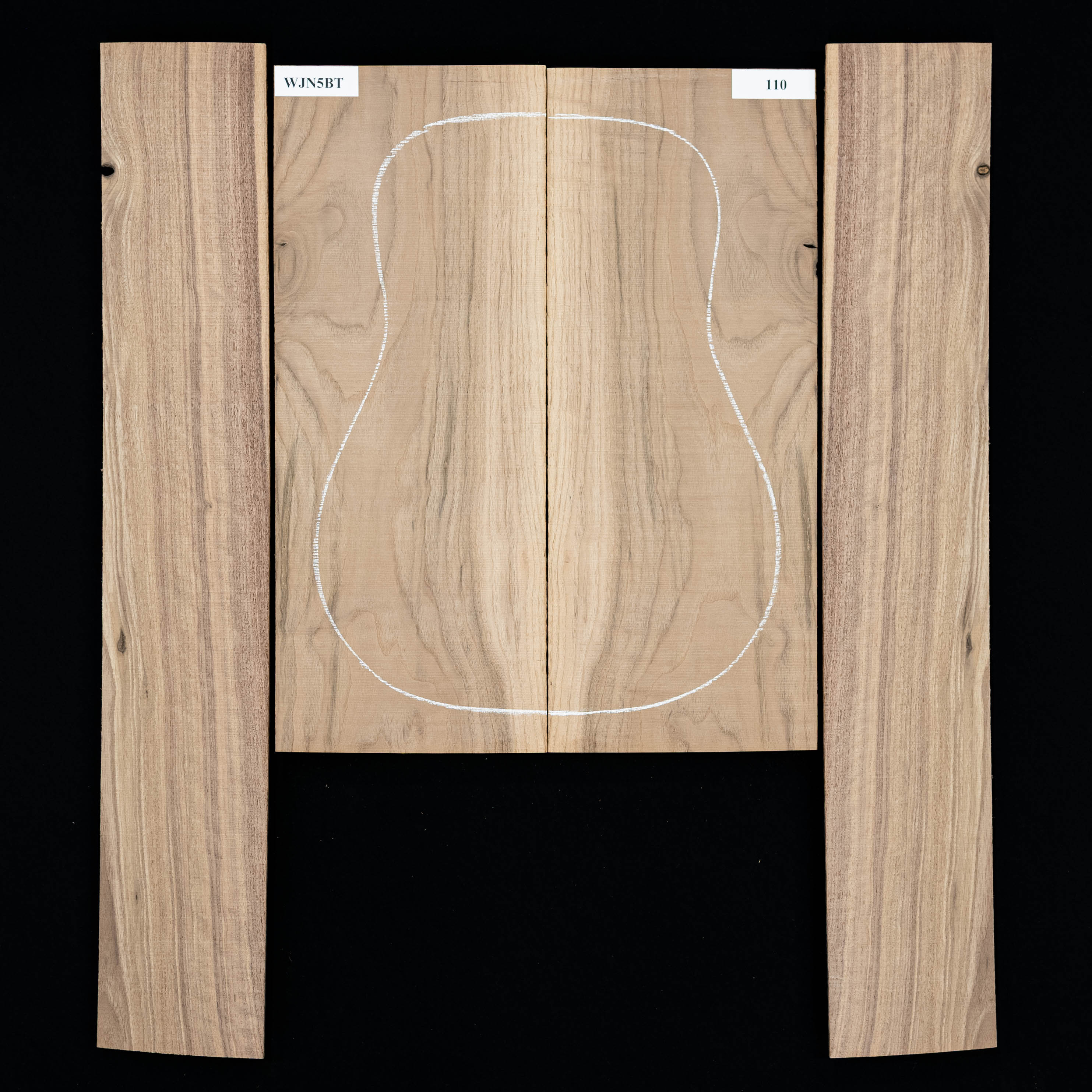 Arrière et paire d’éclisses en noyer noir flamme - 110 Arrière et paire d’éclisses en noyer noir flamme - 110