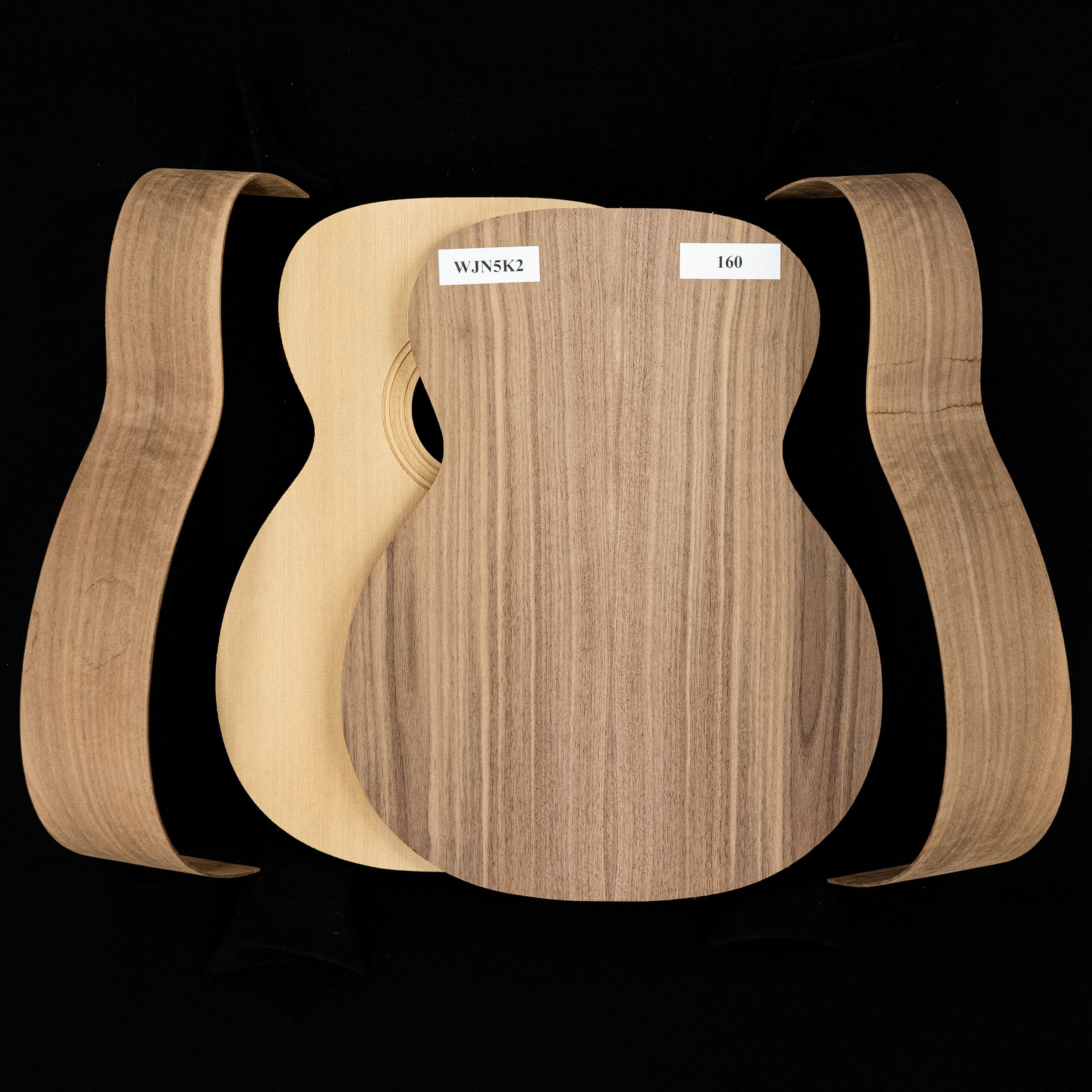 WoodStax Flame - Kit de guitare en kit Walnut OM, col boulonné - 160 WoodStax Flame - Kit de guitare en kit Walnut OM, col boulonné - 160