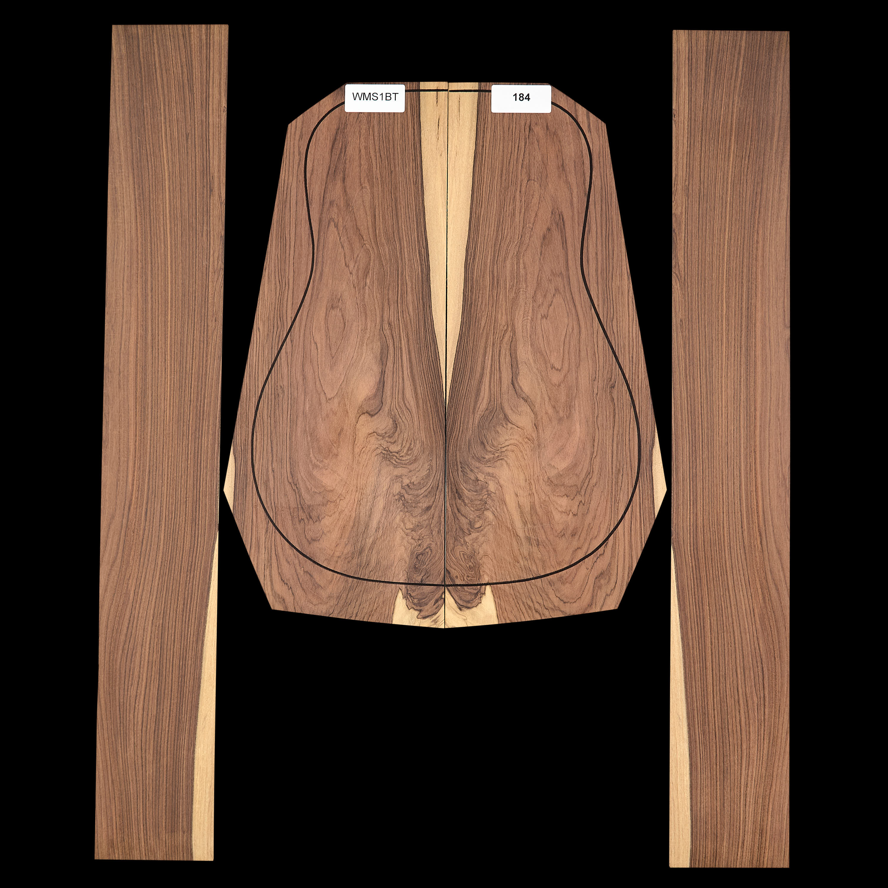 Fond + Paire d’éclisses en Pau Ferro - 184 Fond + Paire d’éclisses en Pau Ferro - 184