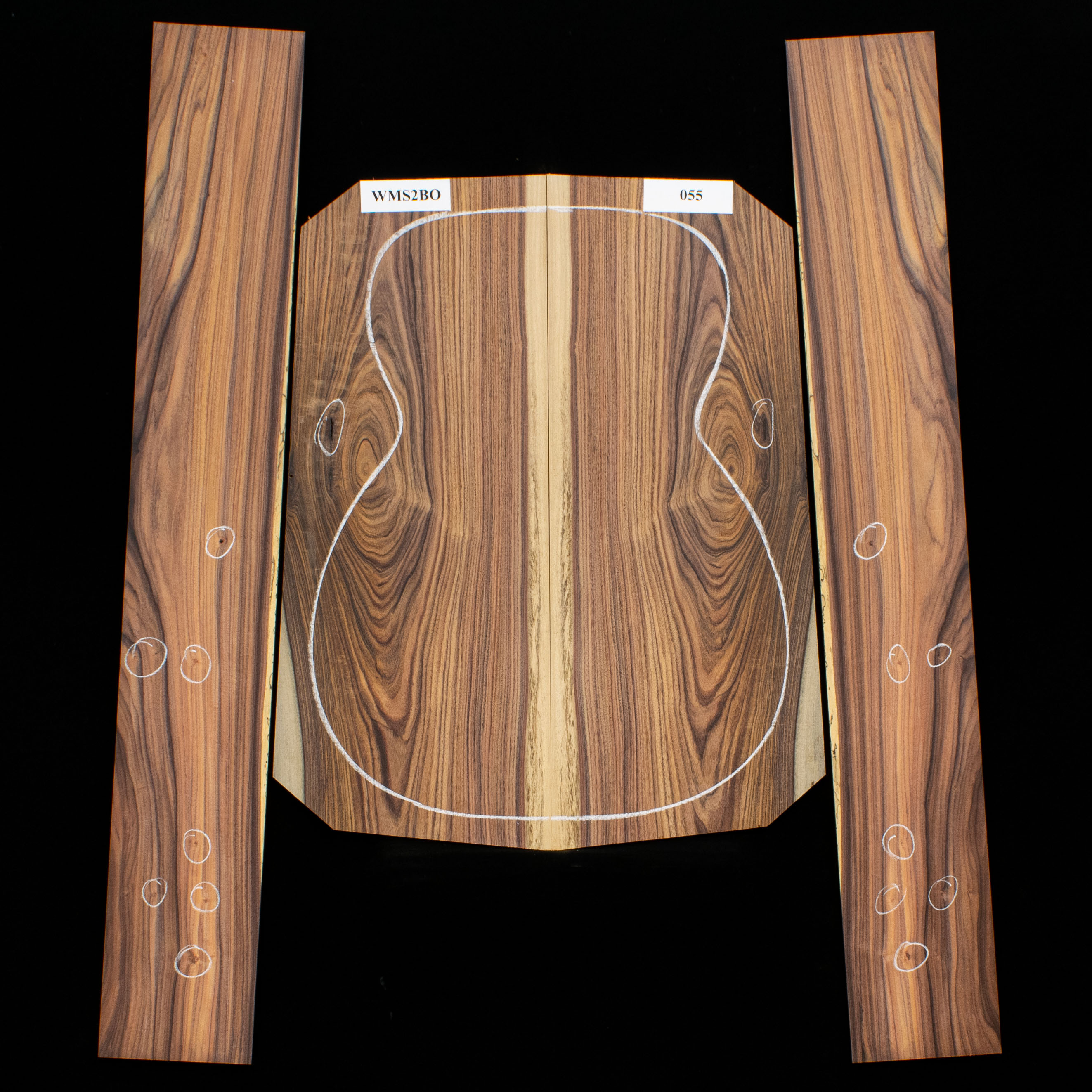 Fond + Paire d’éclisses en Pau Ferro - 055 Fond + Paire d’éclisses en Pau Ferro - 055