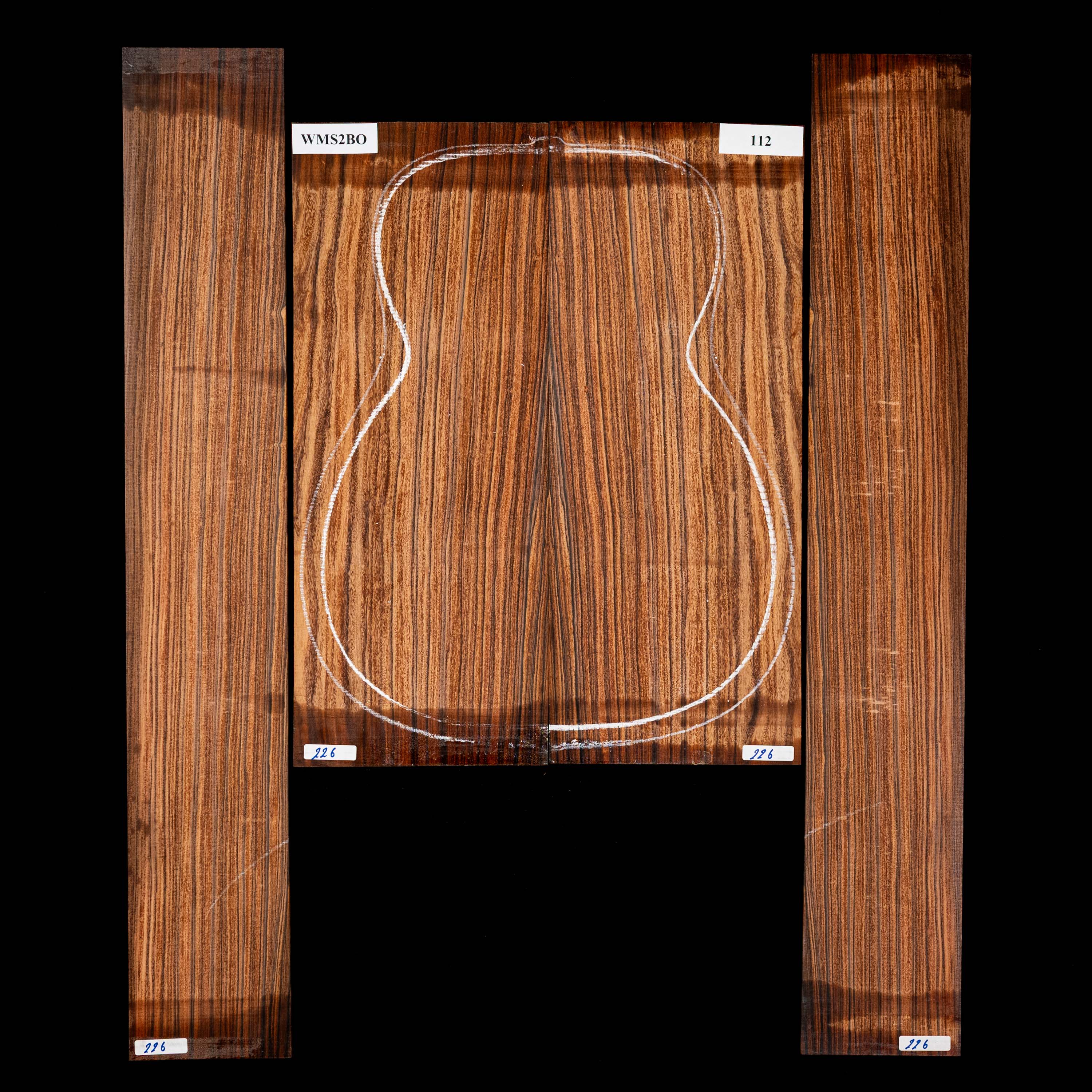 Fond + Paire d’éclisses en Pau Ferro - 112 Fond + Paire d’éclisses en Pau Ferro - 112