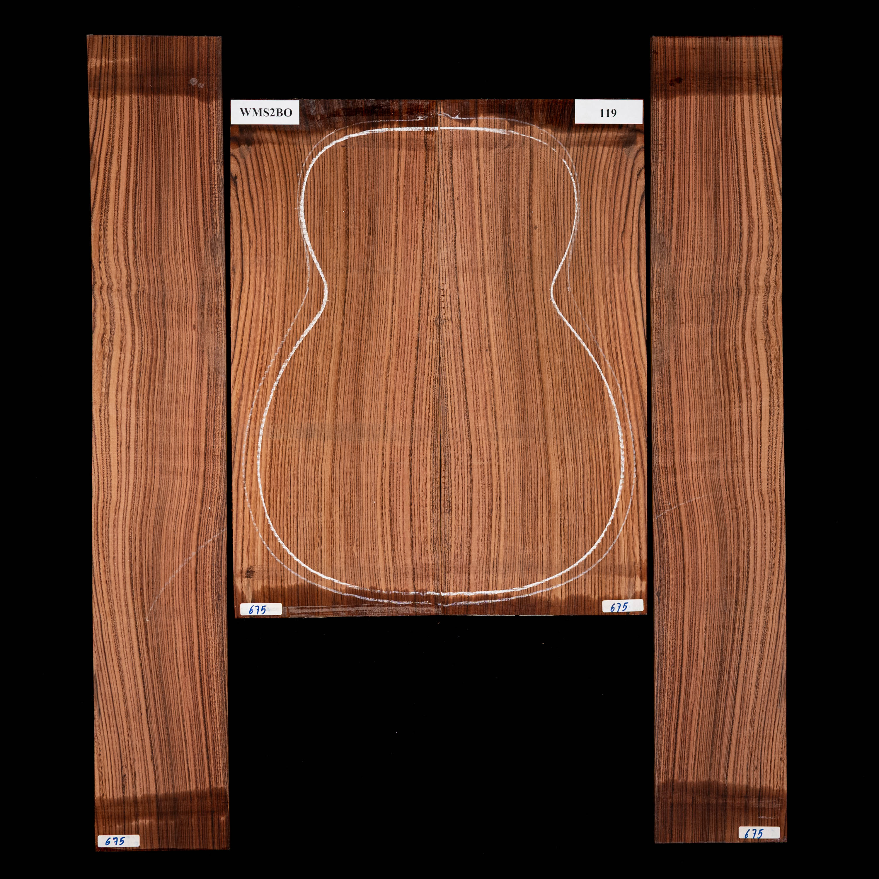 Fond + Paire d’éclisses en Pau Ferro - 119 Fond + Paire d’éclisses en Pau Ferro - 119