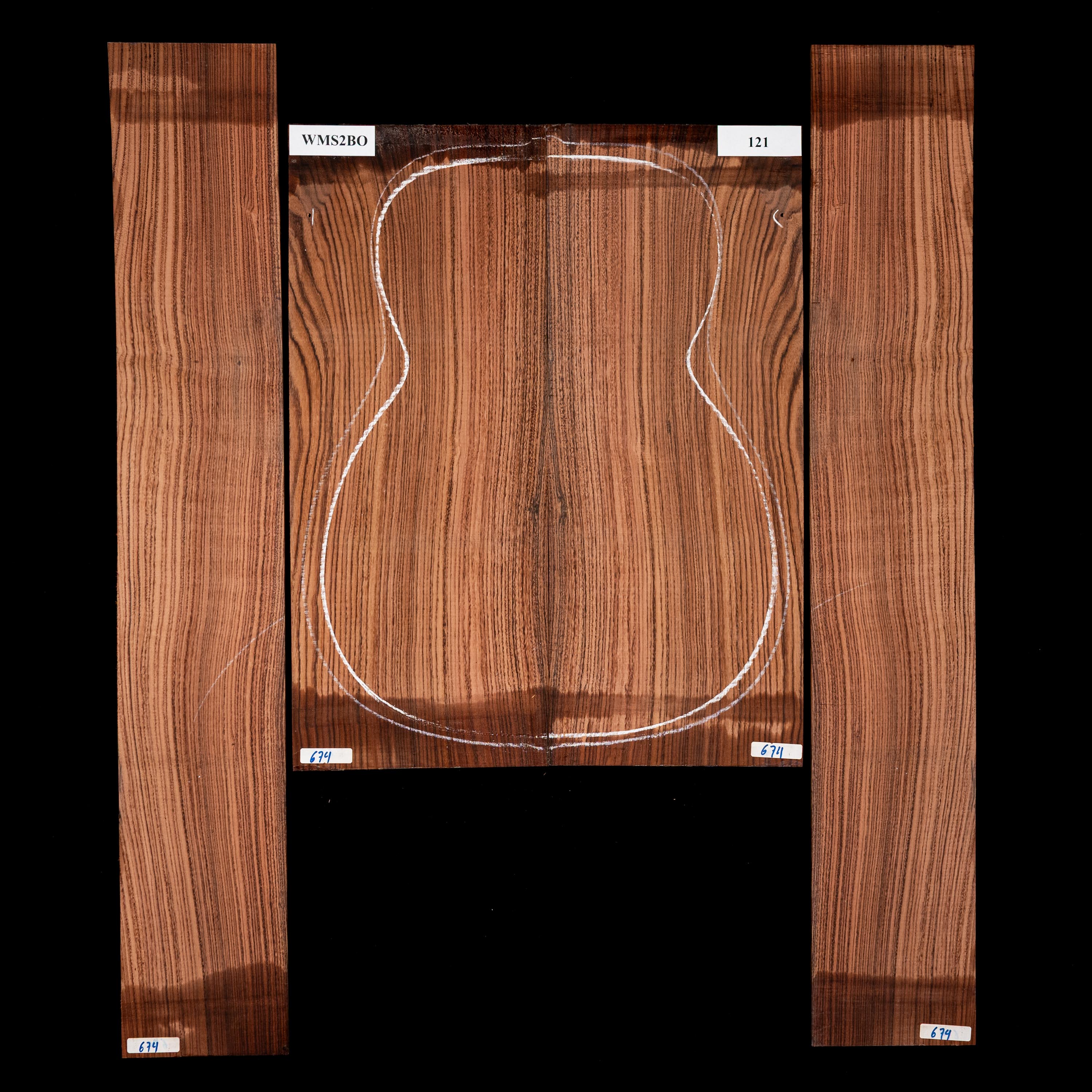 Fond + Paire d’éclisses en Pau Ferro - 121 Fond + Paire d’éclisses en Pau Ferro - 121