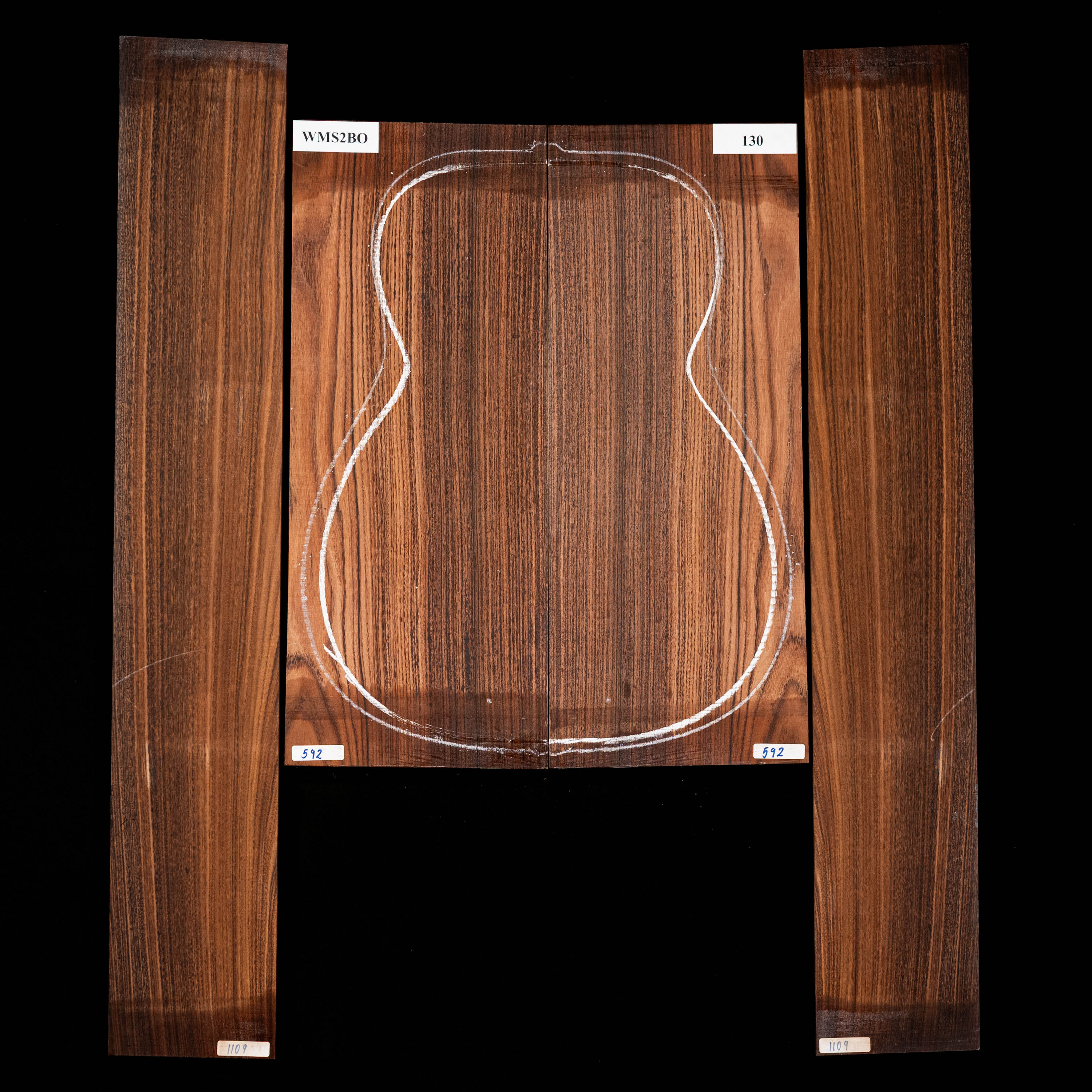 Fond + Paire d’éclisses en Pau Ferro - 130 Fond + Paire d’éclisses en Pau Ferro - 130