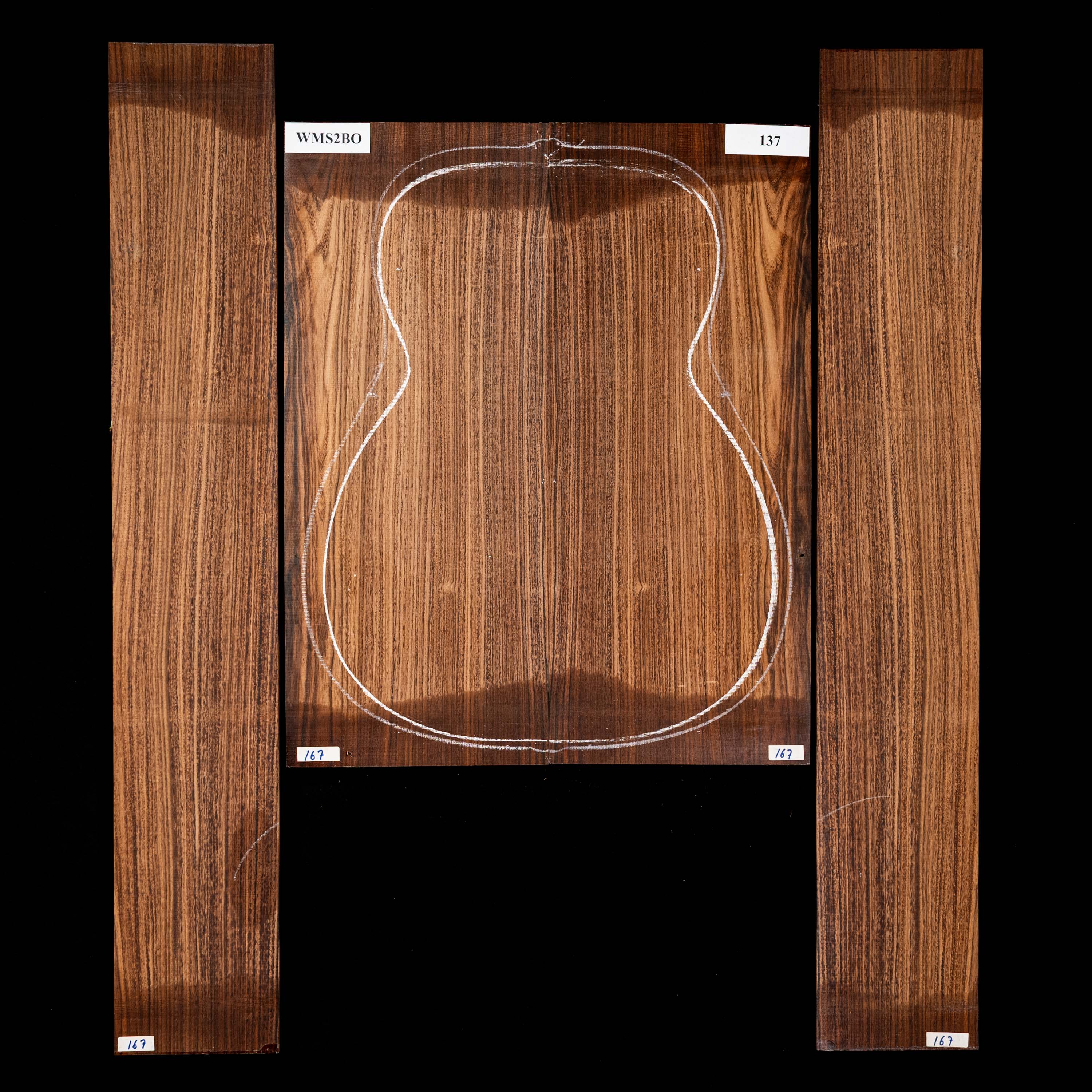 Fond + Paire d’éclisses en Pau Ferro - 137 Fond + Paire d’éclisses en Pau Ferro - 137