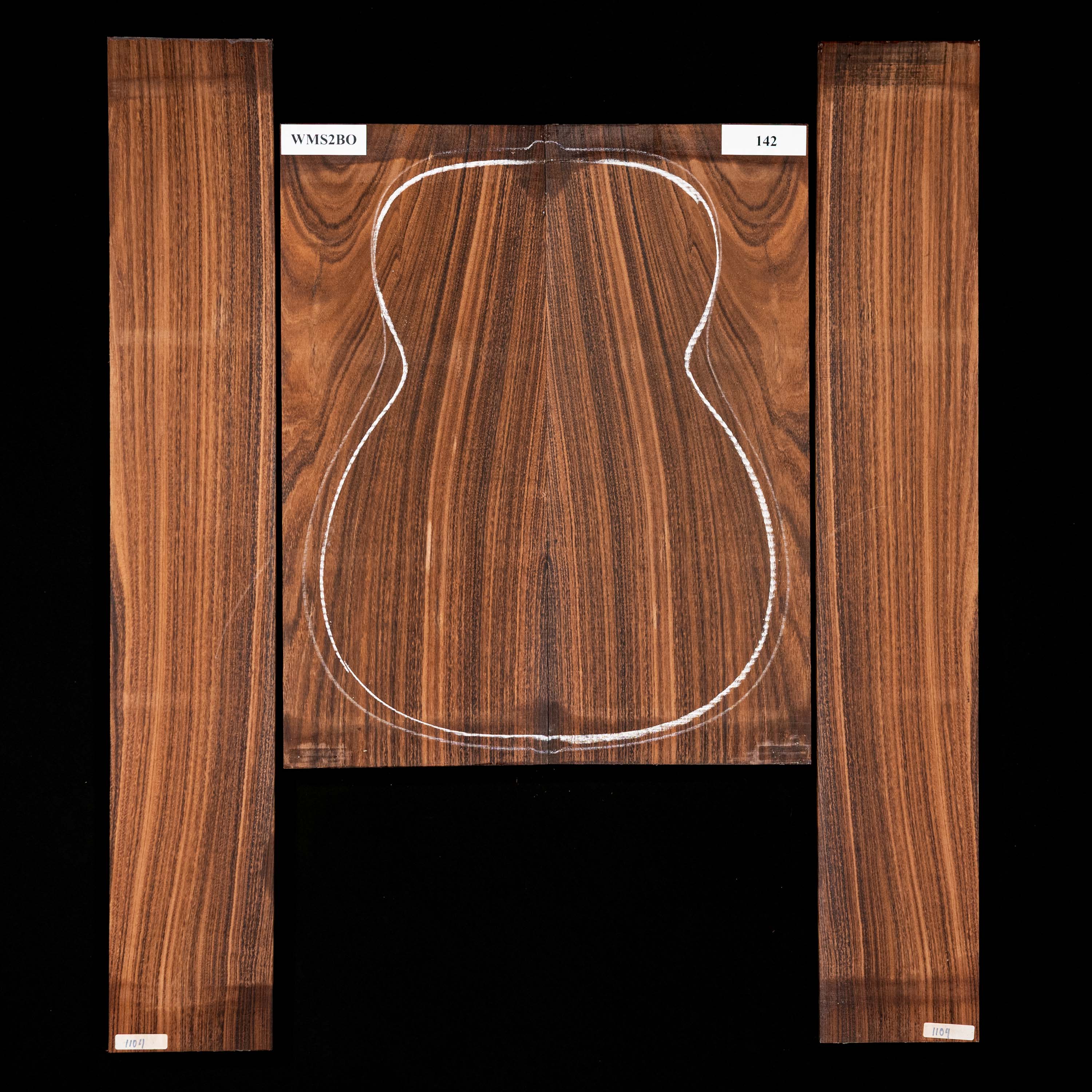 Fond + Paire d’éclisses en Pau Ferro - 142 Fond + Paire d’éclisses en Pau Ferro - 142