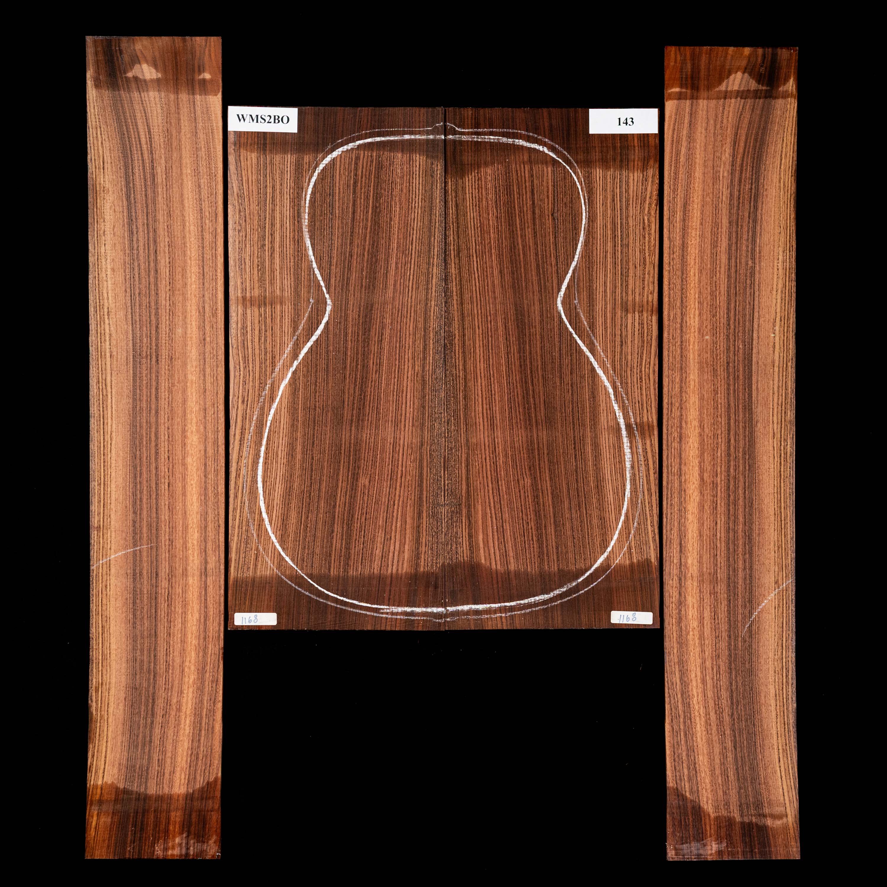 Fond + Paire d’éclisses en Pau Ferro - 143 Fond + Paire d’éclisses en Pau Ferro - 143