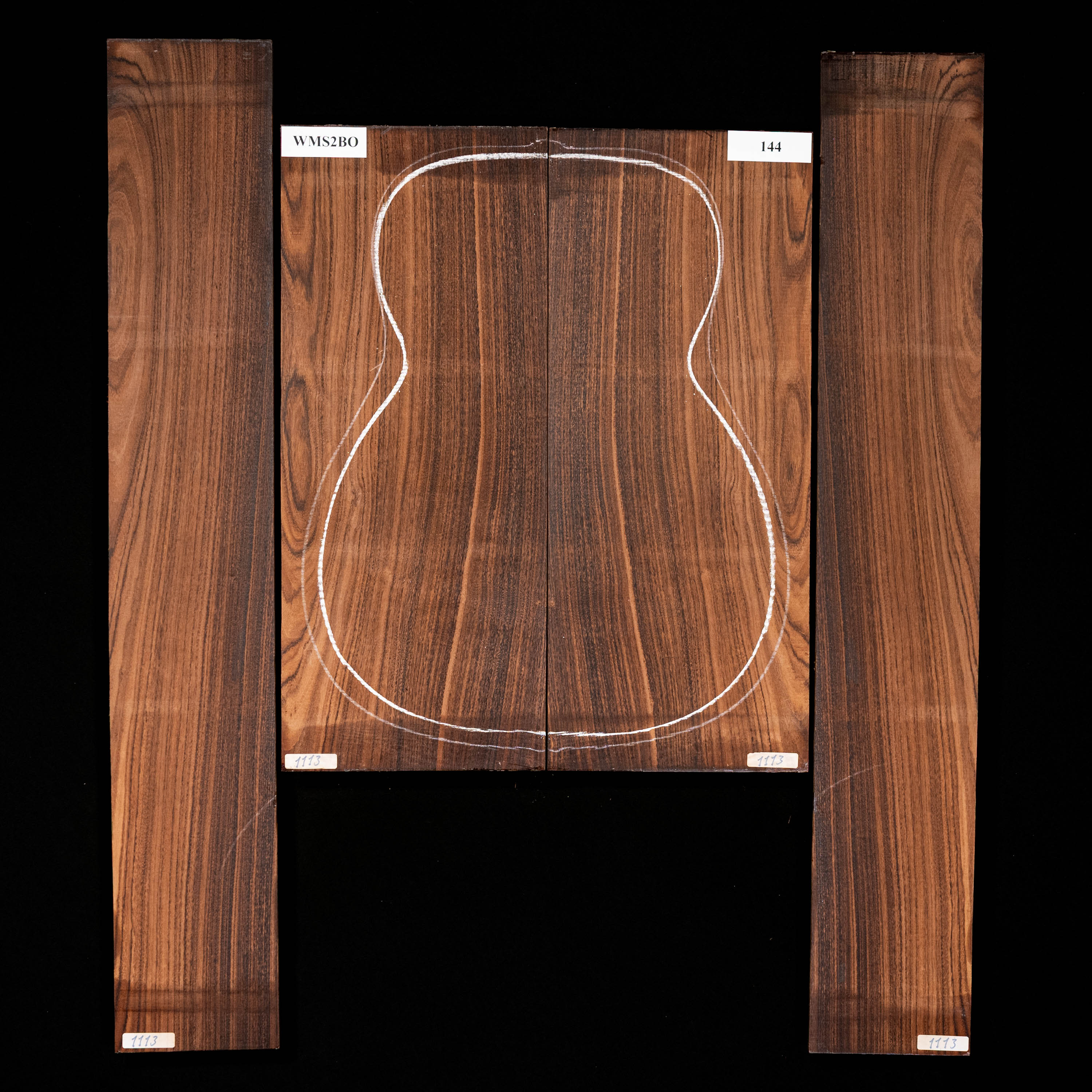 Fond + Paire d’éclisses en Pau Ferro - 144 Fond + Paire d’éclisses en Pau Ferro - 144