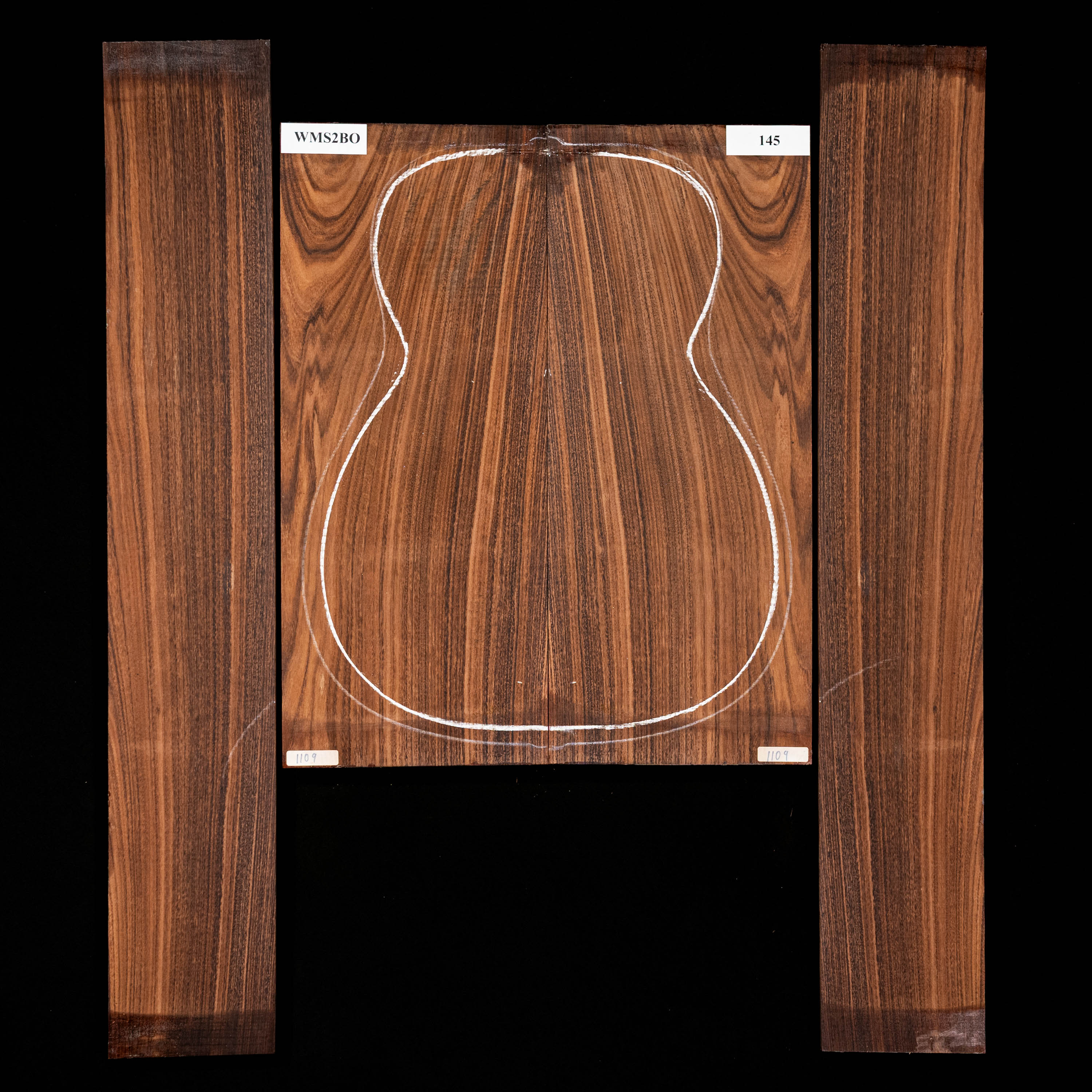 Fond + Paire d’éclisses en Pau Ferro - 145 Fond + Paire d’éclisses en Pau Ferro - 145