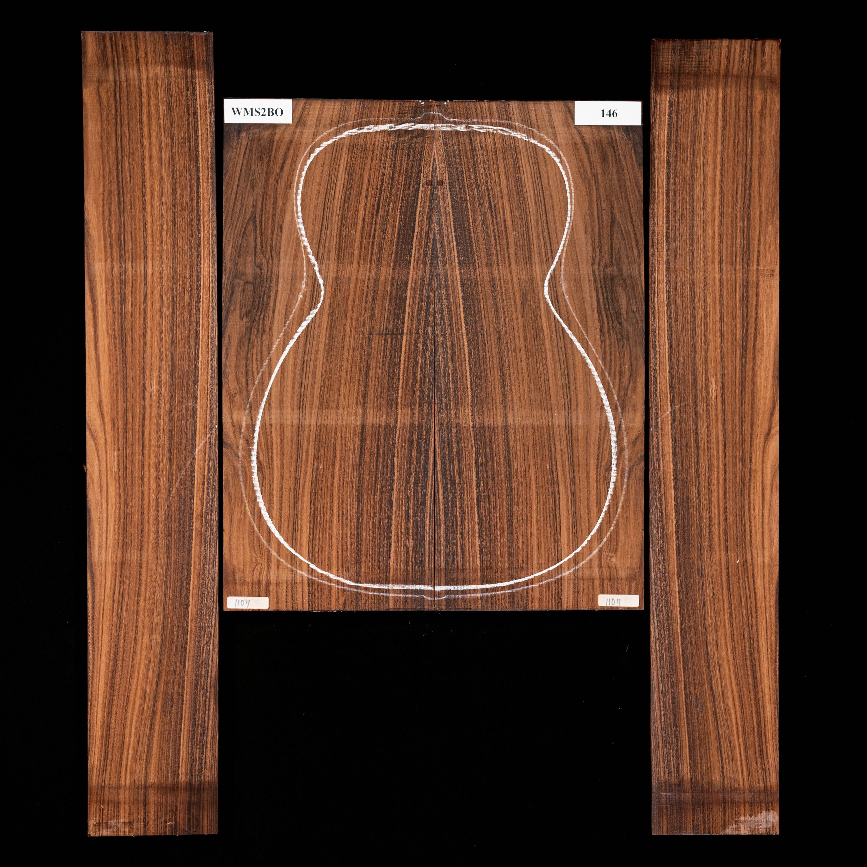 Fond + Paire d’éclisses en Pau Ferro - 146 Fond + Paire d’éclisses en Pau Ferro - 146