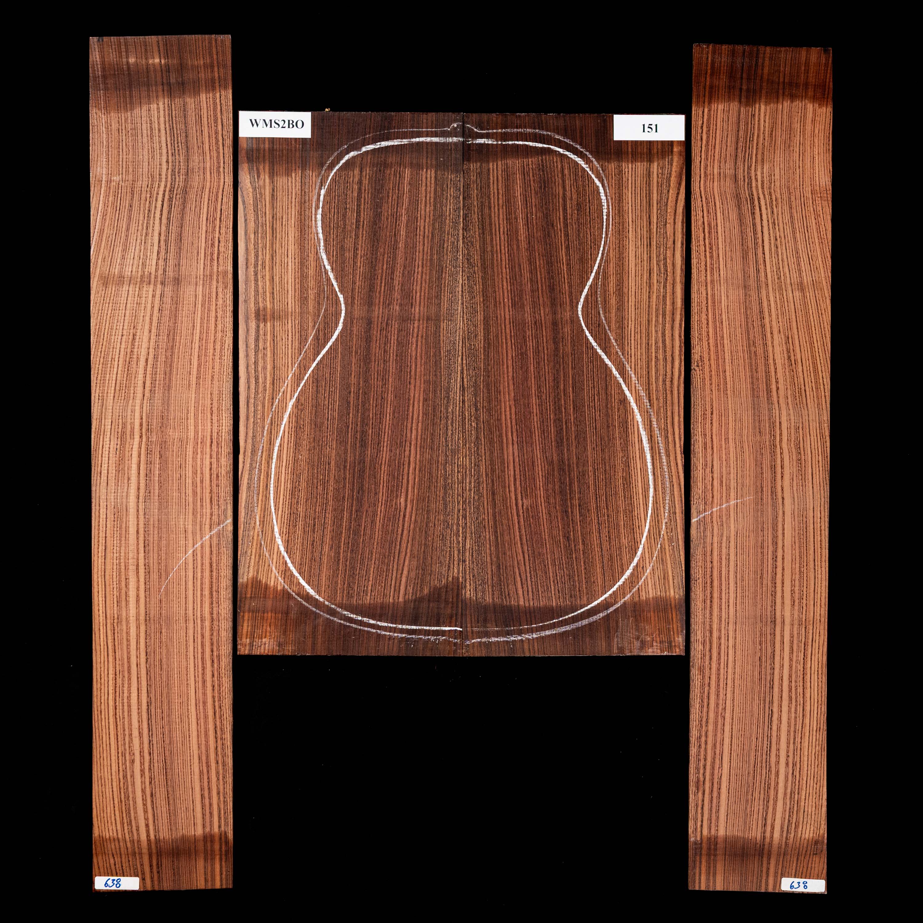 Fond + Paire d’éclisses en Pau Ferro - 151 Fond + Paire d’éclisses en Pau Ferro - 151