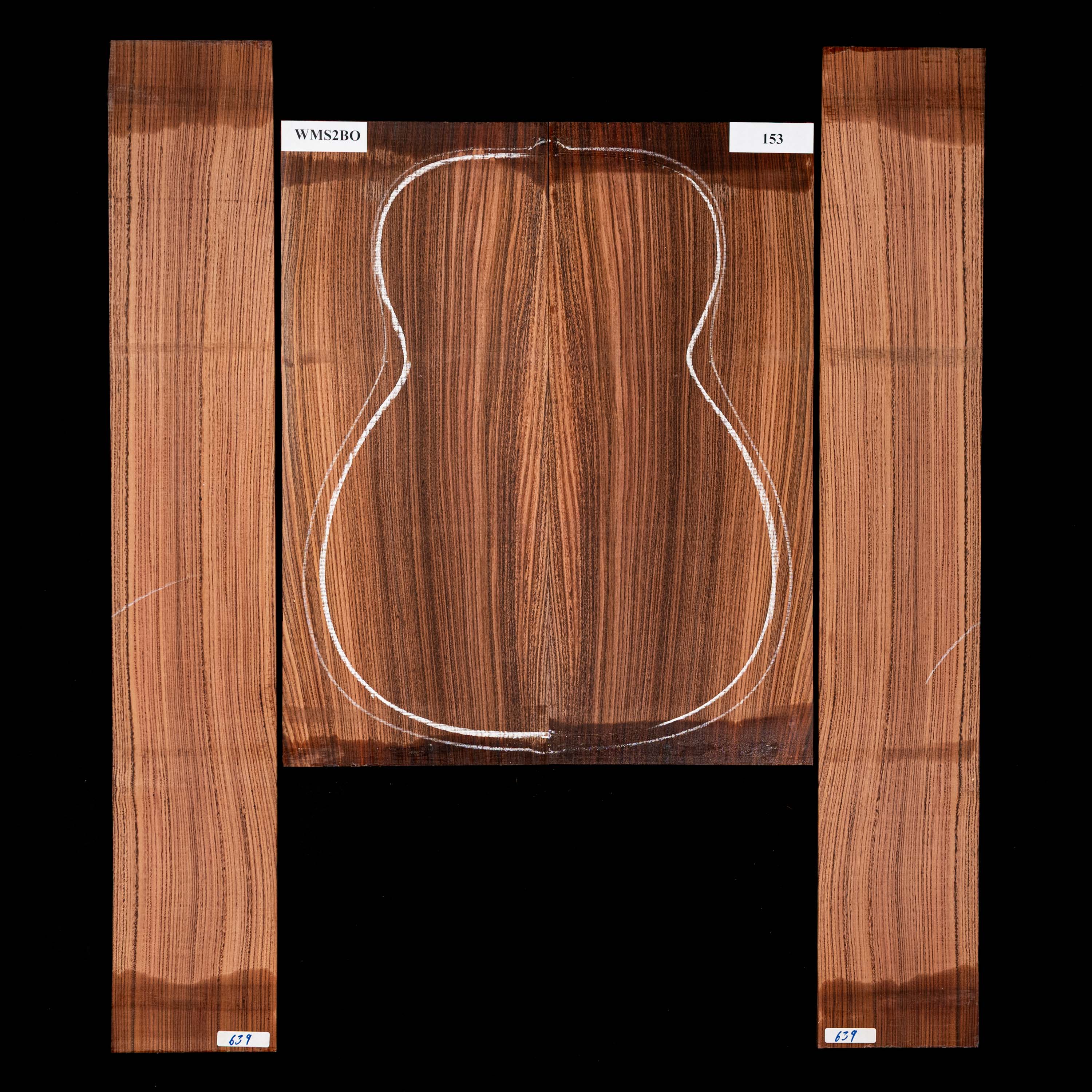 Fond + Paire d’éclisses en Pau Ferro - 153 Fond + Paire d’éclisses en Pau Ferro - 153