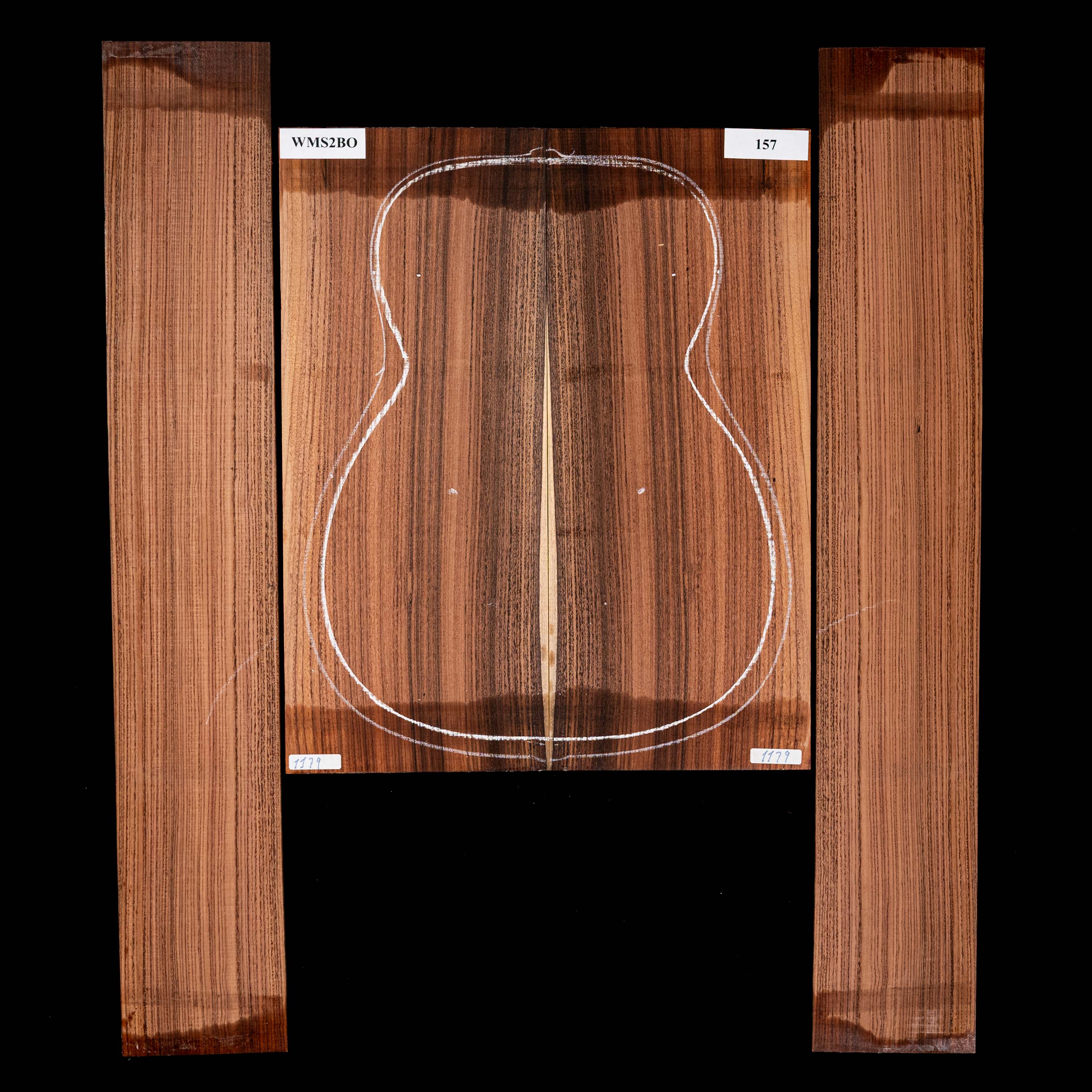 Fond + Paire d’éclisses en Pau Ferro - 157 Fond + Paire d’éclisses en Pau Ferro - 157