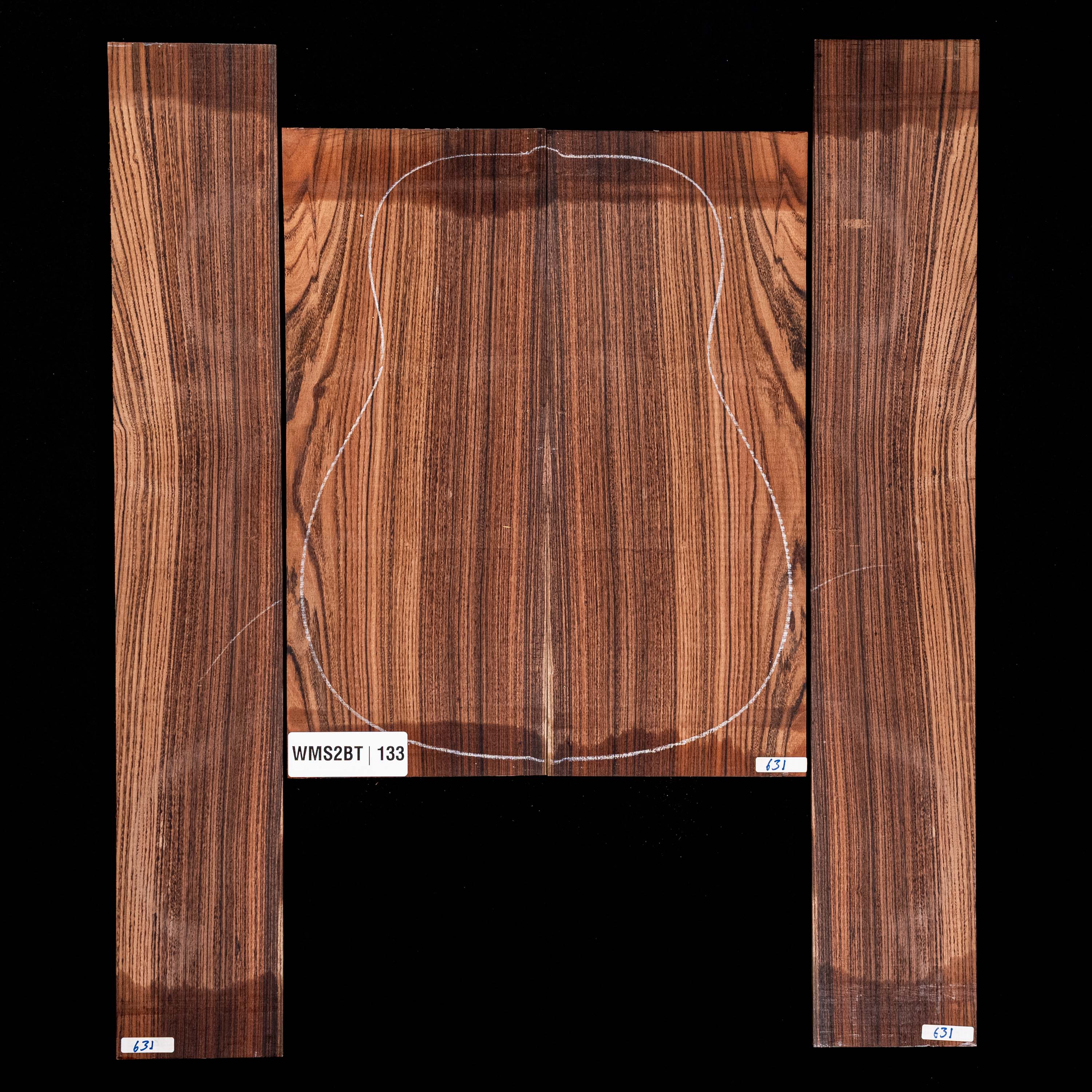 Fond + Paire d’éclisses en Pau Ferro - 133 Fond + Paire d’éclisses en Pau Ferro - 133