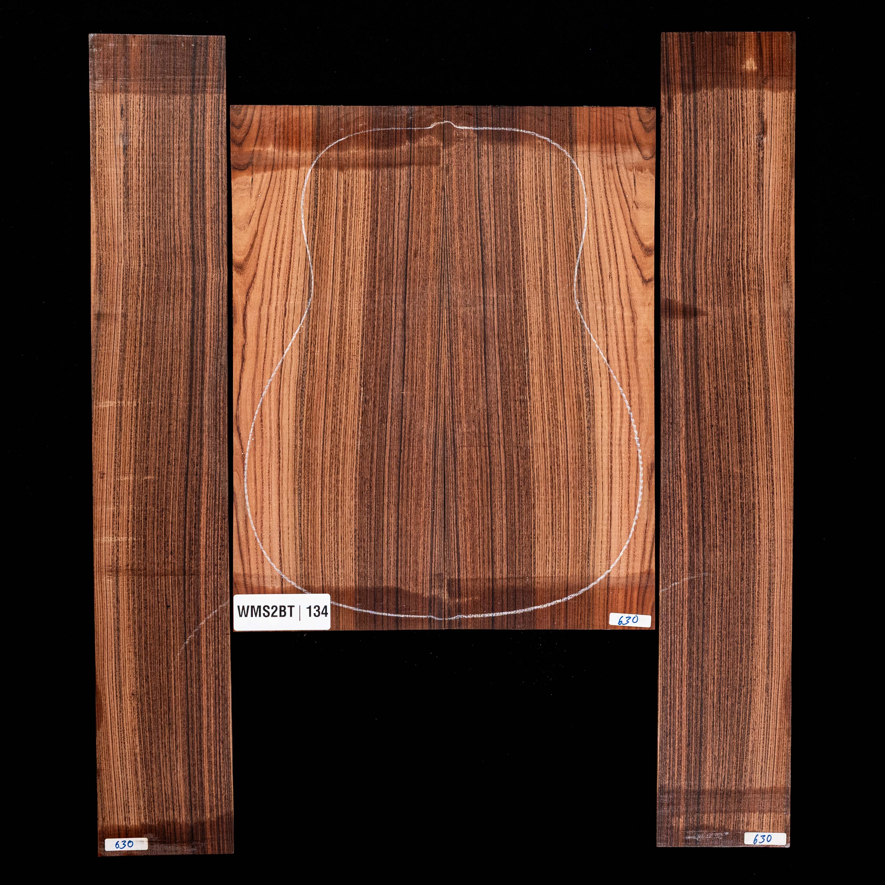 Fond + Paire d’éclisses en Pau Ferro - 134 Fond + Paire d’éclisses en Pau Ferro - 134