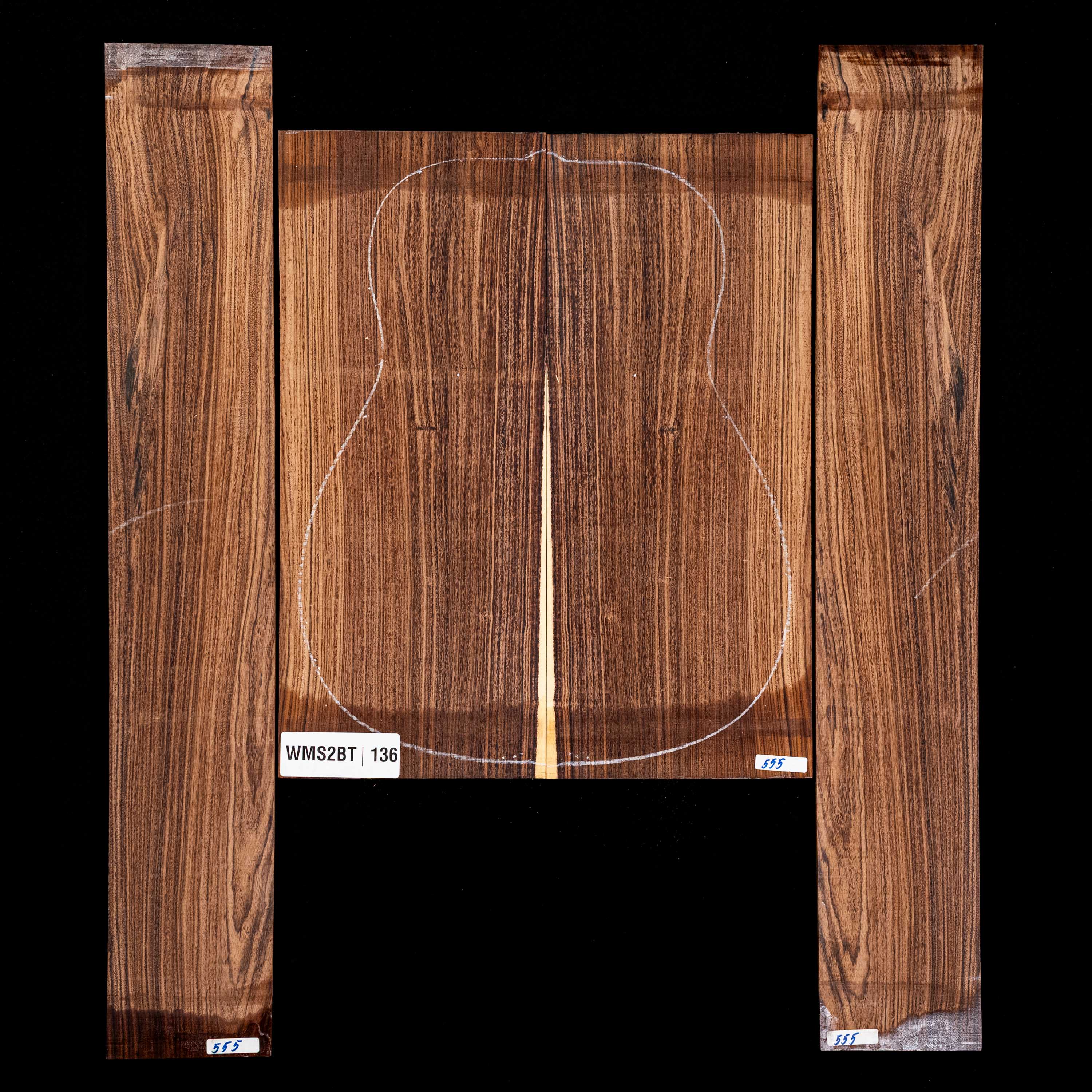 Fond + Paire d’éclisses en Pau Ferro - 136 Fond + Paire d’éclisses en Pau Ferro - 136