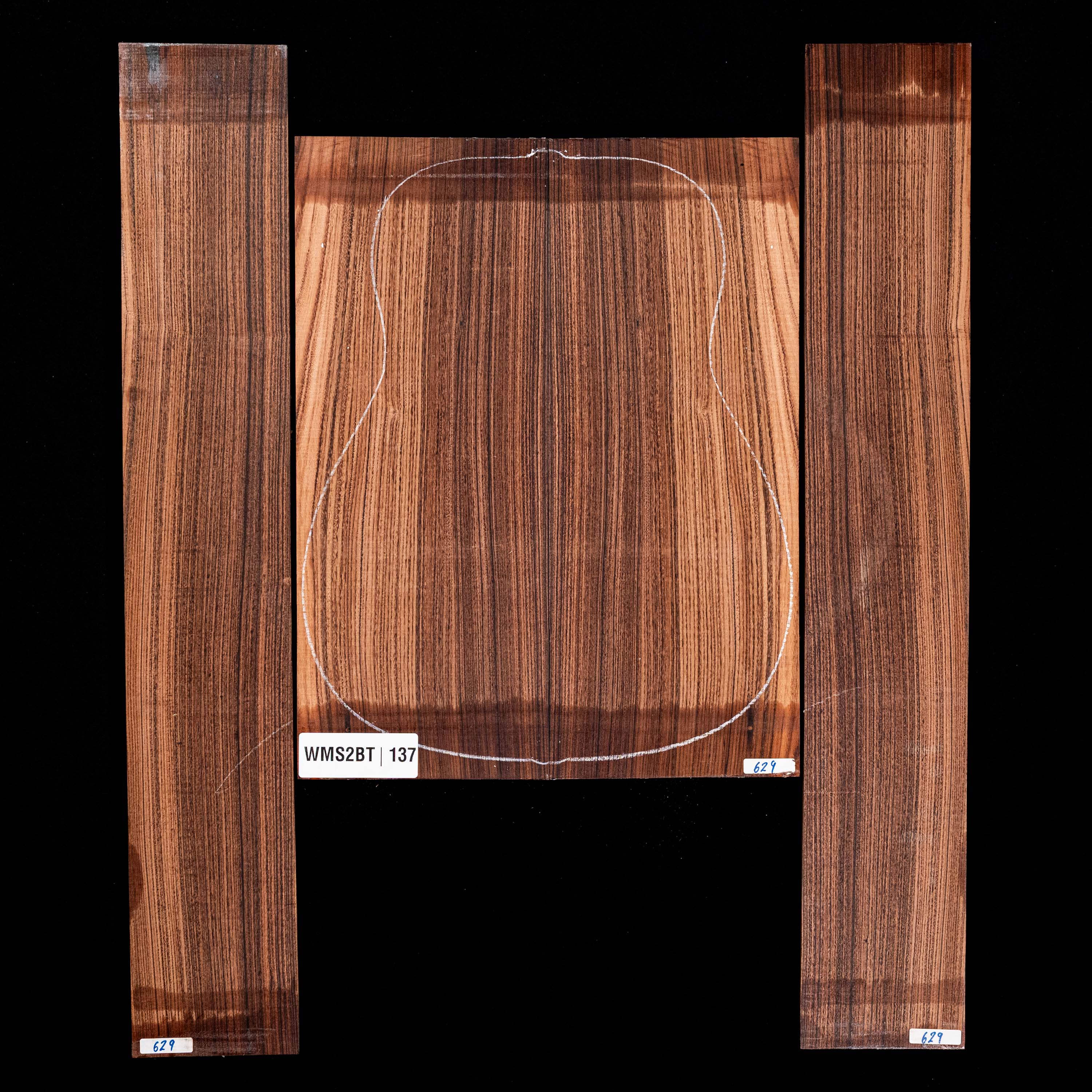 Fond + Paire d’éclisses en Pau Ferro - 137 Fond + Paire d’éclisses en Pau Ferro - 137