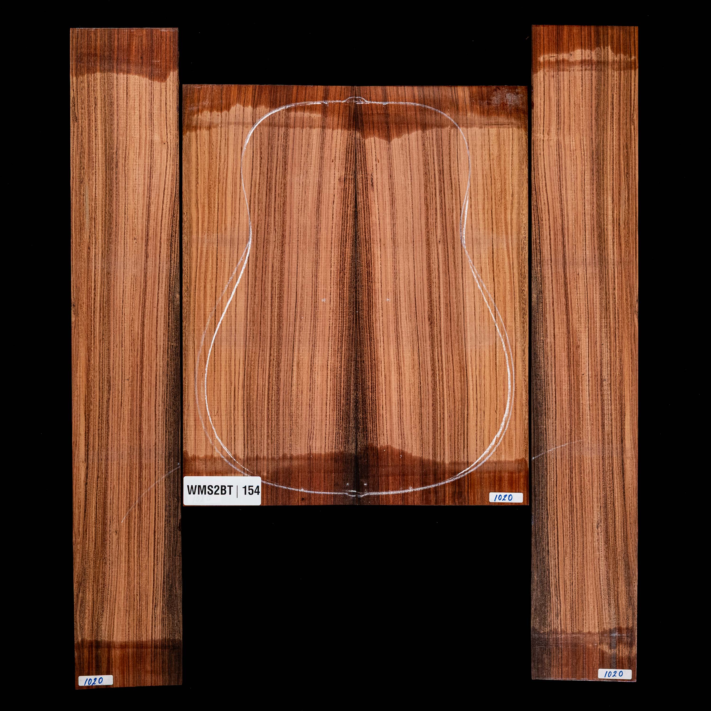 Fond + Paire d’éclisses en Pau Ferro - 154 Fond + Paire d’éclisses en Pau Ferro - 154