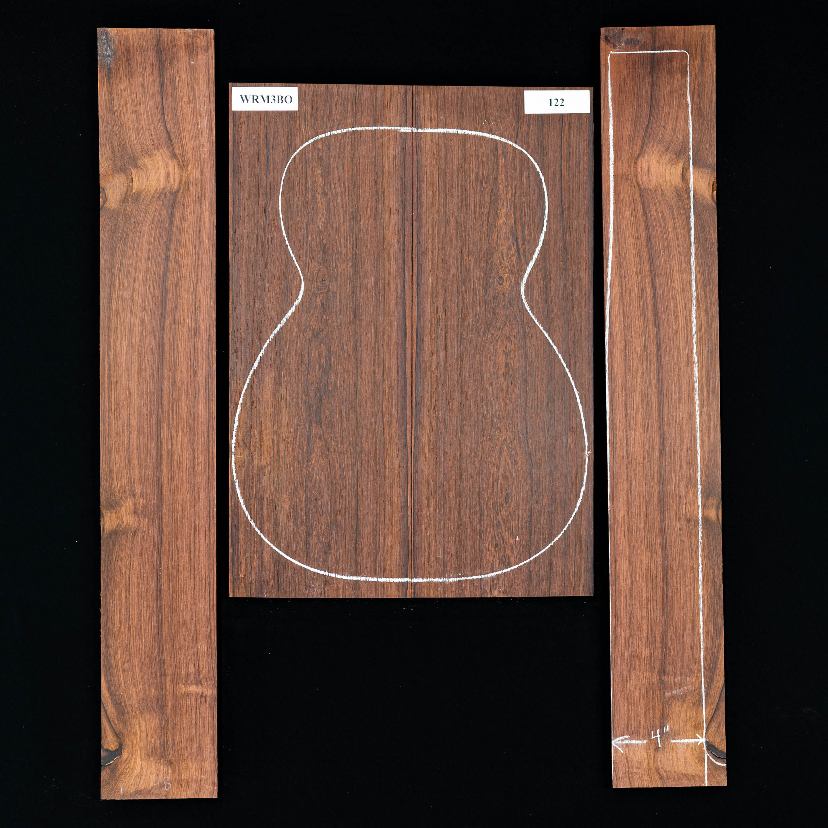 Ensemble dos et côtés en bois de rose Madagascar - 122 Ensemble dos et côtés en bois de rose Madagascar - 122