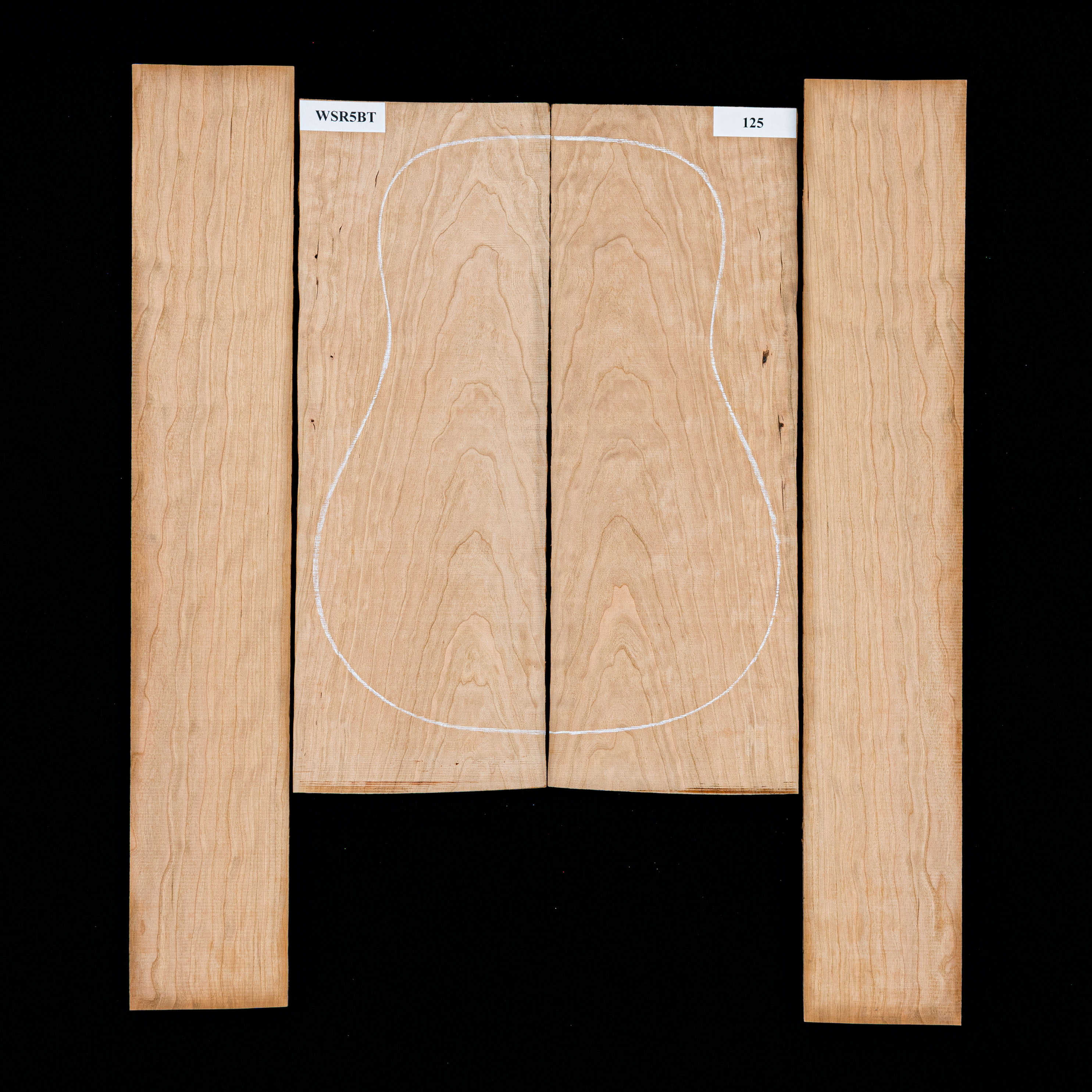 Fond + Paire d’éclisses en cerisier américain Flame - 125 Fond + Paire d’éclisses en cerisier américain Flame - 125