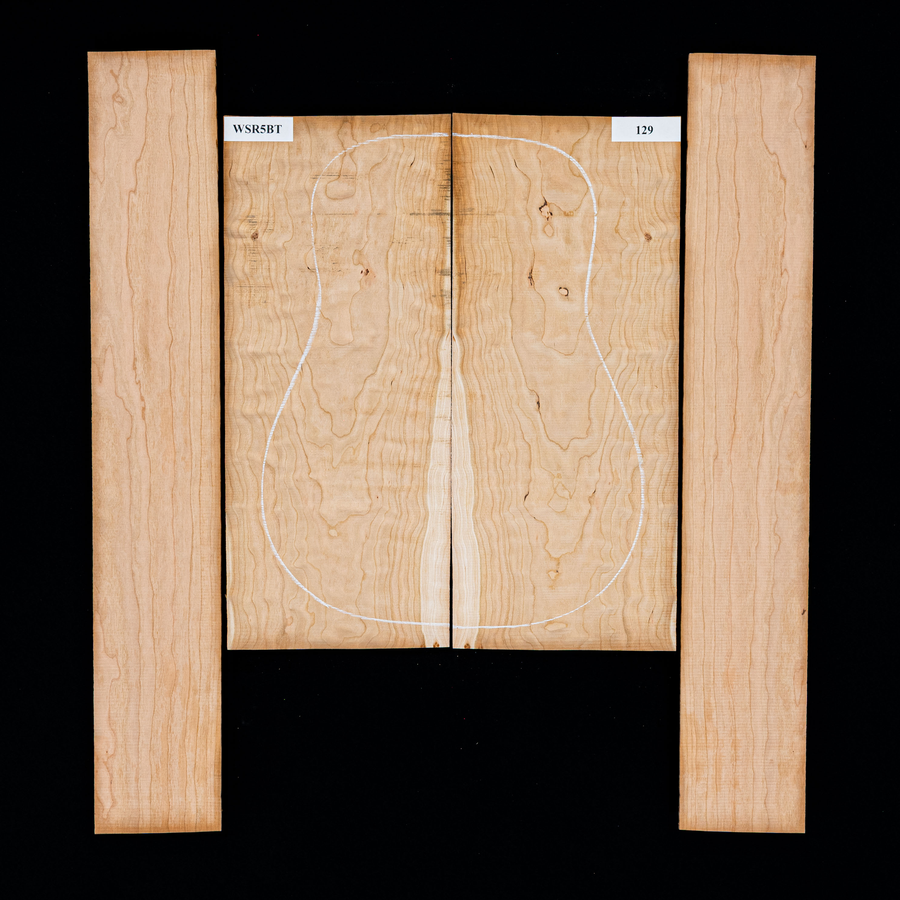 Fond + Paire d’éclisses en cerisier américain Flame - 129 Fond + Paire d’éclisses en cerisier américain Flame - 129