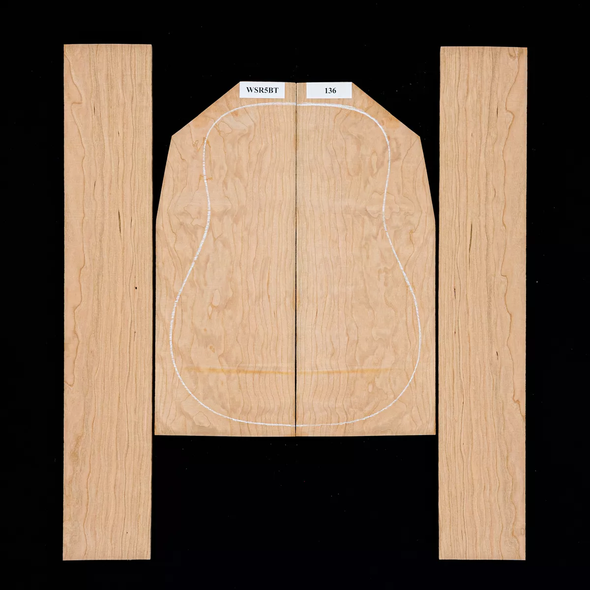 Fond + Paire d’éclisses en cerisier américain Flame - 136 Fond + Paire d’éclisses en cerisier américain Flame - 136