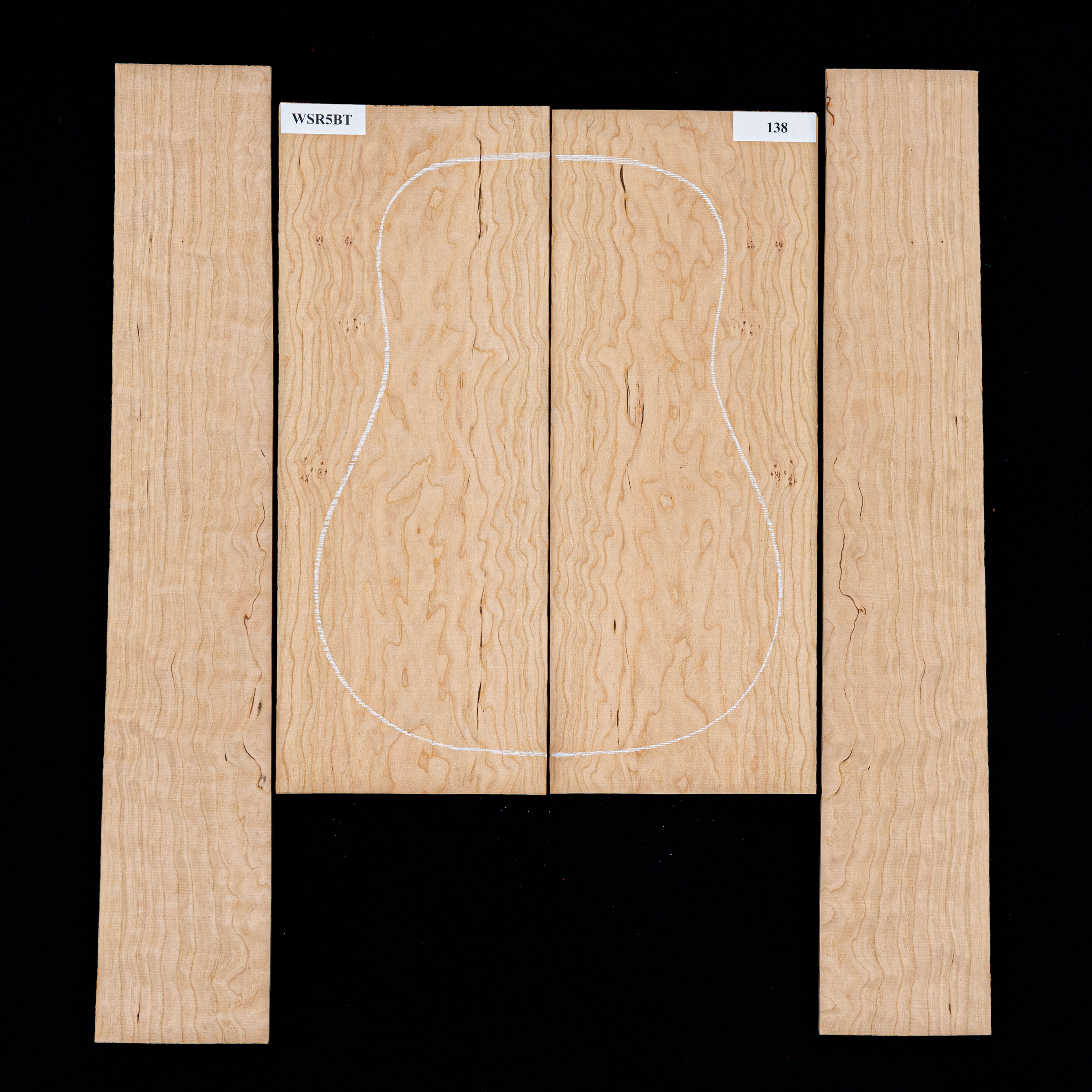 Fond + Paire d’éclisses en cerisier américain Flame - 138 Fond + Paire d’éclisses en cerisier américain Flame - 138