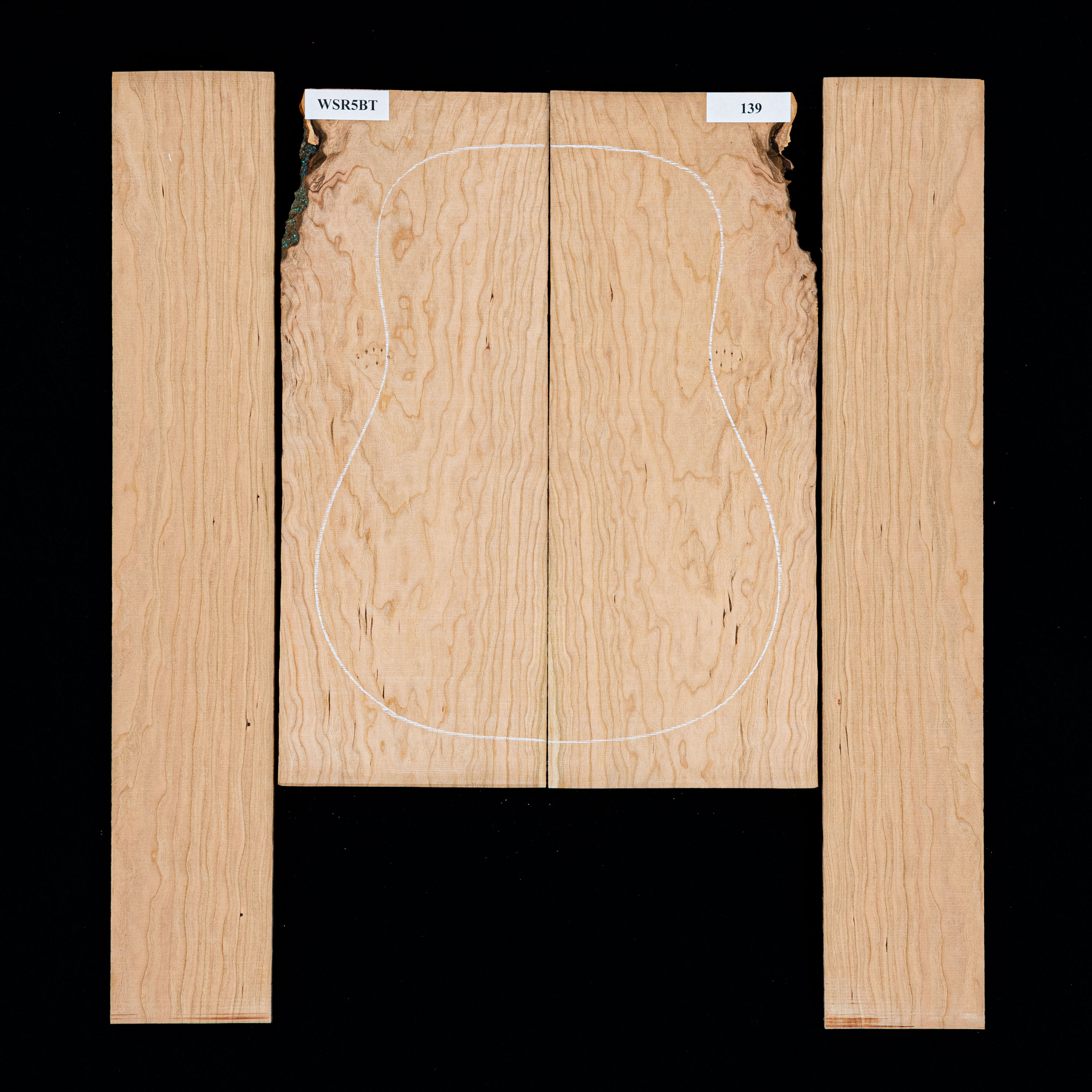 Fond + Paire d’éclisses en cerisier américain Flame - 139 Fond + Paire d’éclisses en cerisier américain Flame - 139