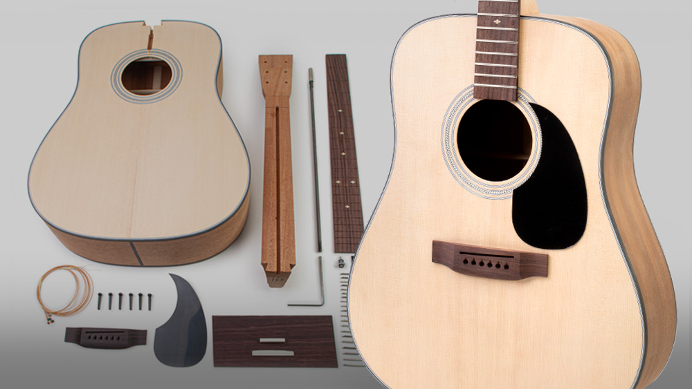 Guitare acoustique en kit avec caisse préconstruite - Instructions