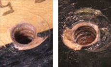 Two stripped holes