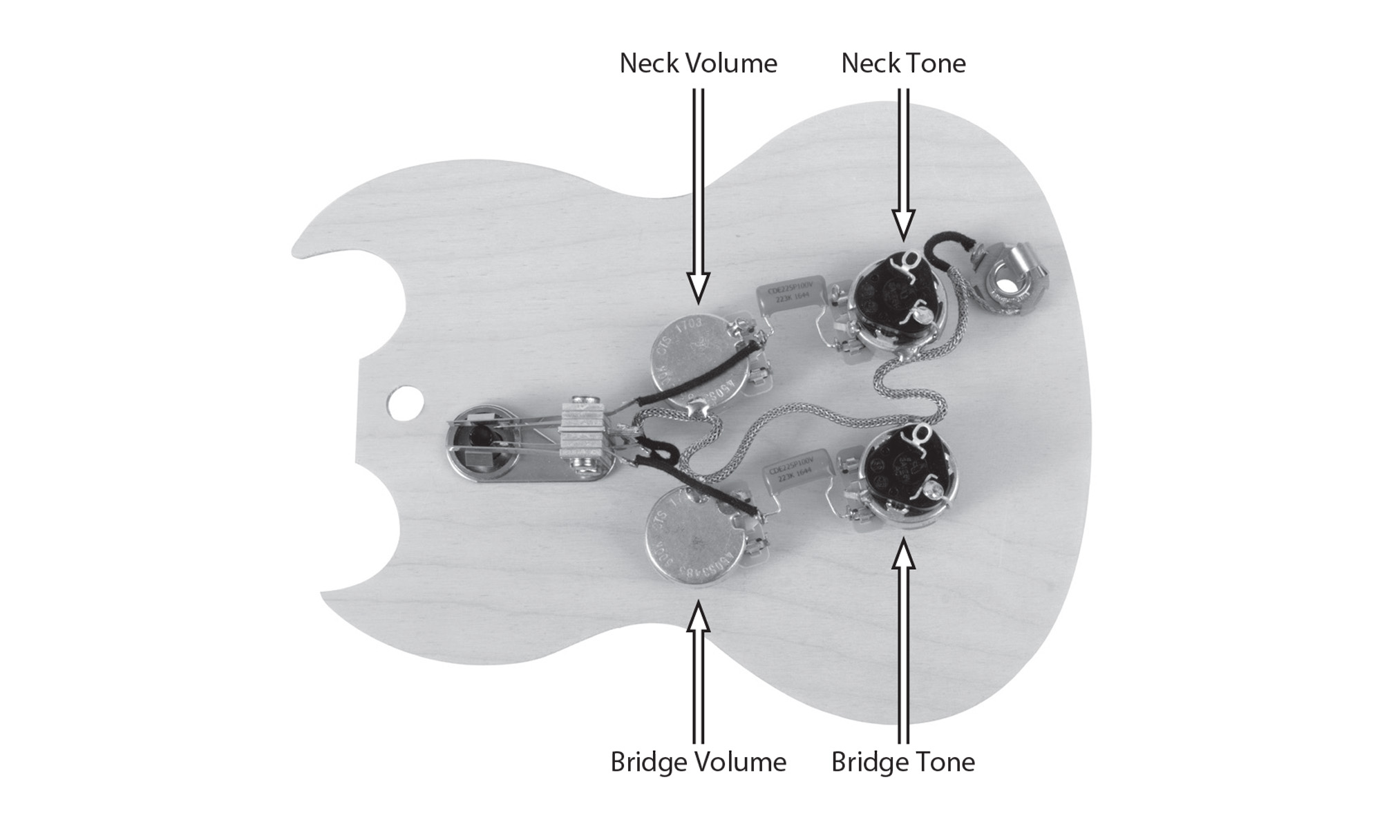 Golden Age Kit Precableado pour Gibson&reg ; SG&reg ; avec Potentiomètres Push-Pull